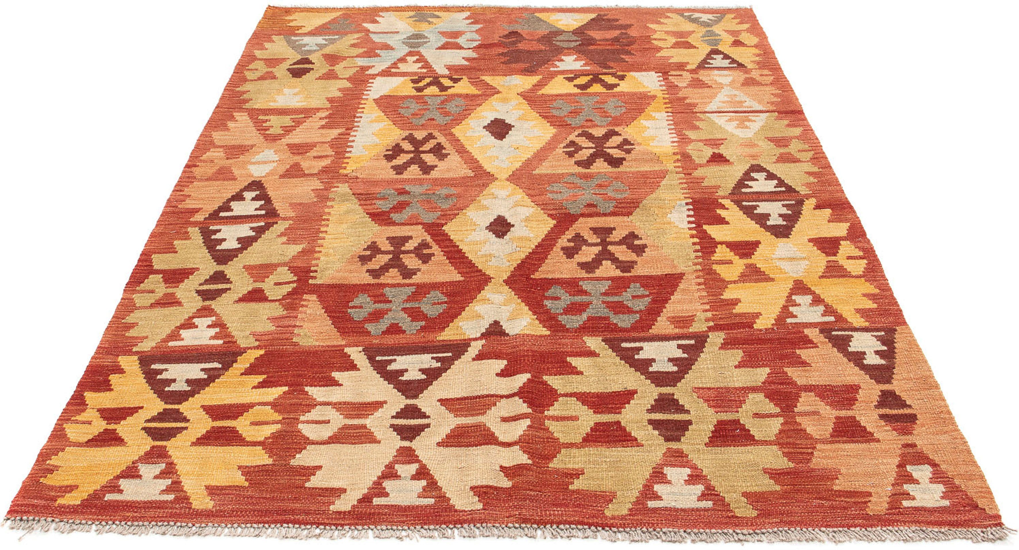 Wollteppich Kelim - Oriental - 200 x 145 cm - rost, morgenland, rechteckig, Höhe: 6 mm, Wohnzimmer, Einzelstück