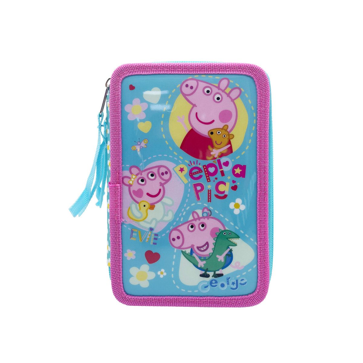 Peppa Pig Federmäppchen gefüllt 3 Fächer Schreibwaren Set Schule Zuhause, (39-tlg)