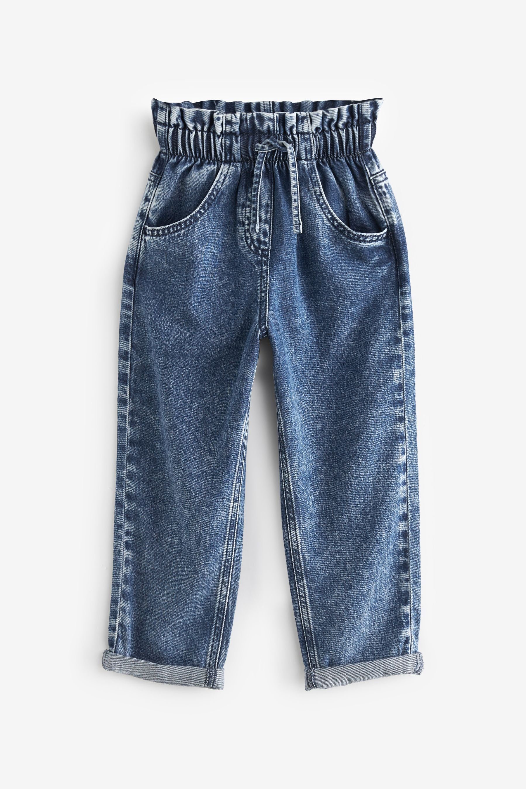 Next Schlupfjeans Jeans mit Bindegürtel (1-tlg) Denim Dark Wash