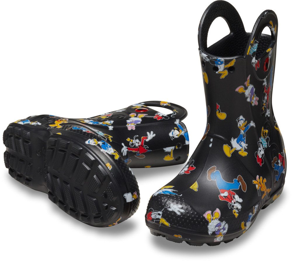 Crocs Toddlers’ Mickey Mouse and Friends Handle It Rain Boot Gummistiefel Regenstiefel, Matschstiefel mit großen Anziehgriffen