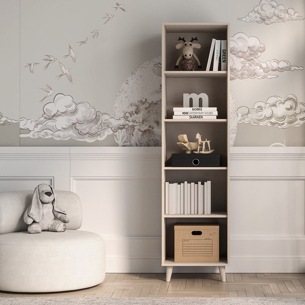 Lomadox Bücherregal MODICA-131, sandbeige mit fühlbarer Struktur, 8 offene günstig online kaufen