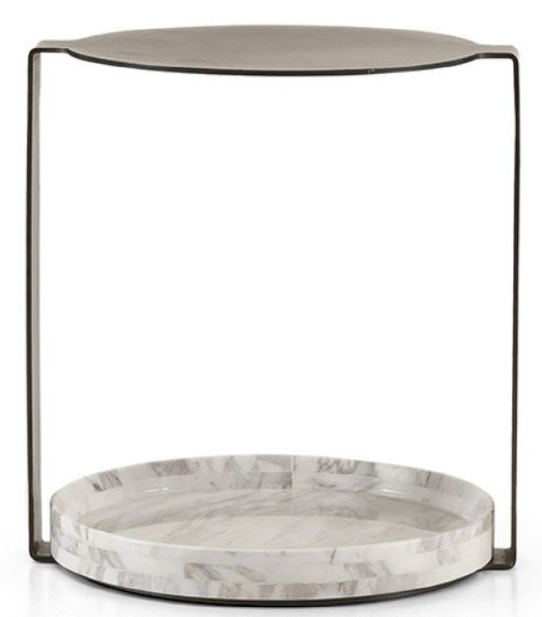 Casa Padrino Beistelltisch Luxus Beistelltisch Messingfarben / Weiß 40 x 35 x H. 48 cm - Moderne Möbel - Luxus Kollektion