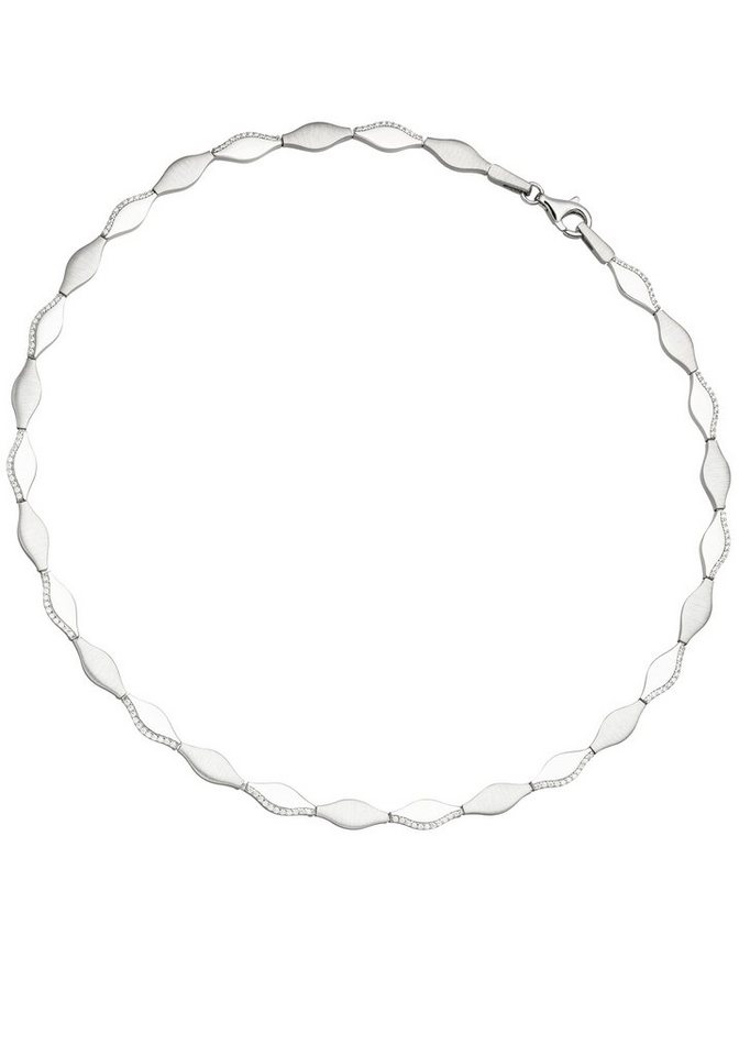 JOBO Kette ohne Anhänger Halskette mit 145 Zirkonia, 925 Silber rhodiniert 45  cm