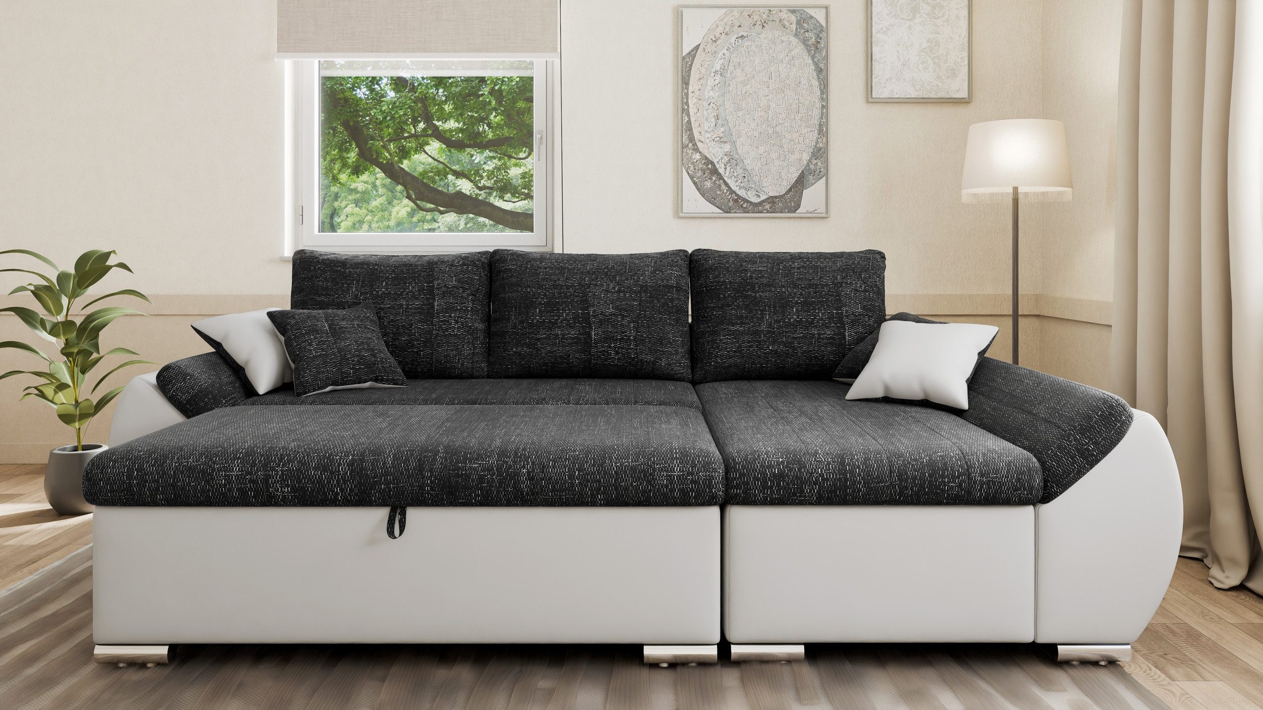 MOEBLO Ecksofa ALEX, L-Form mit Hocker günstig online kaufen