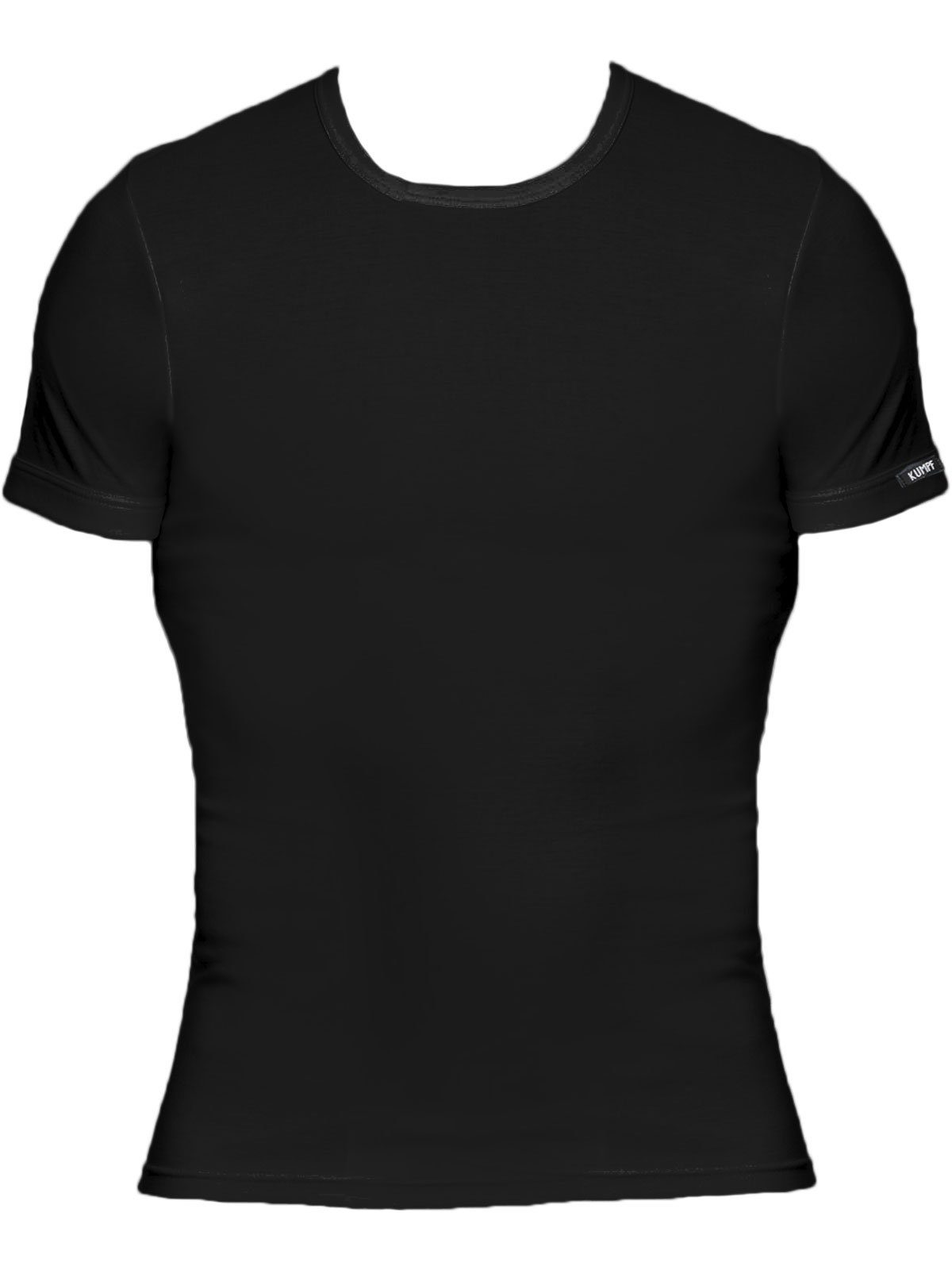 Bio (Spar-Set, Herren 2er hohe T-Shirt schwarz Markenqualität KUMPF Sparpack Cotton 2-St) Unterziehshirt
