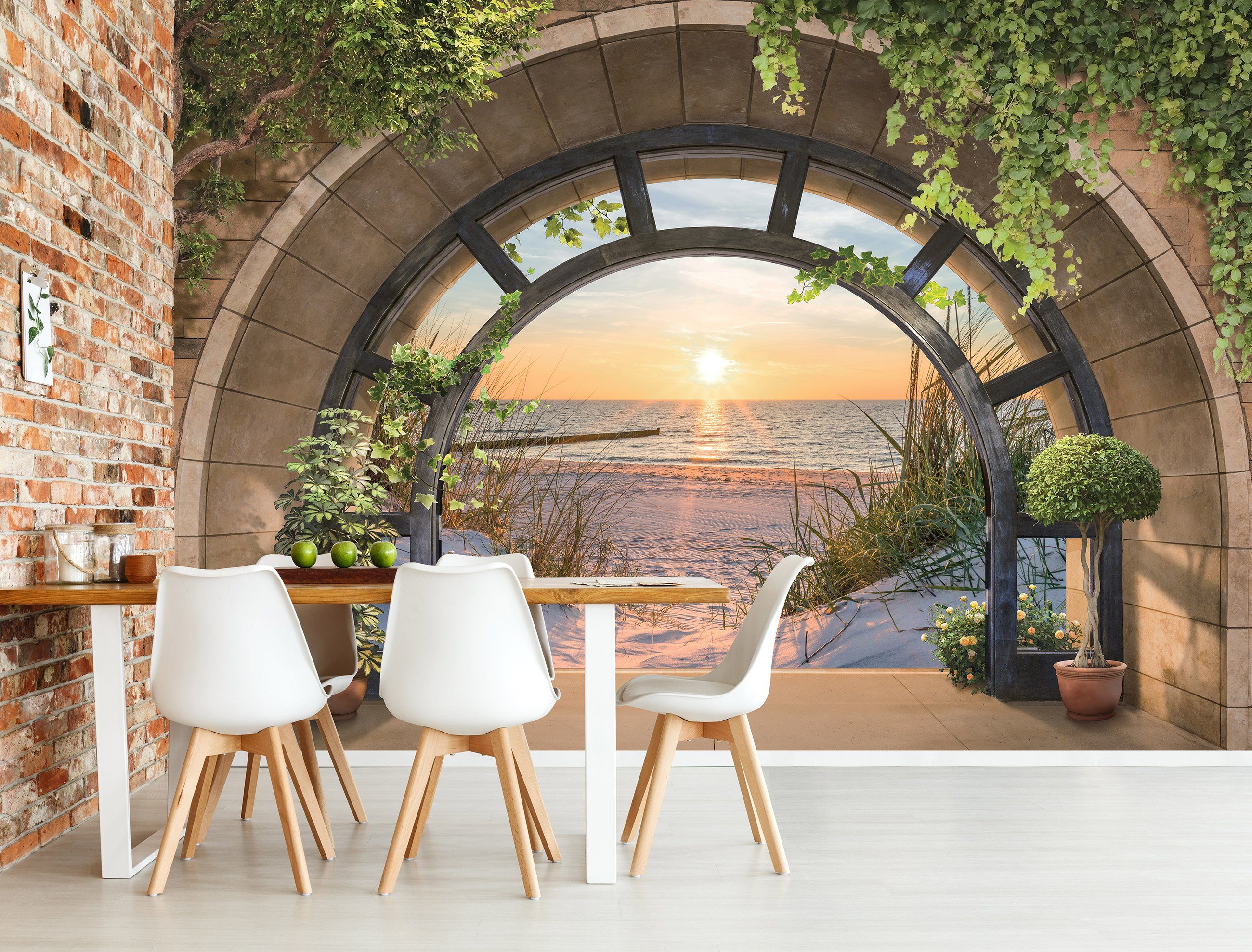 Wallarena Fototapete Sonnenuntergang - Mehrfarbig - Modern - Vlies - Schlafzimmer, glatt, 152x104cm