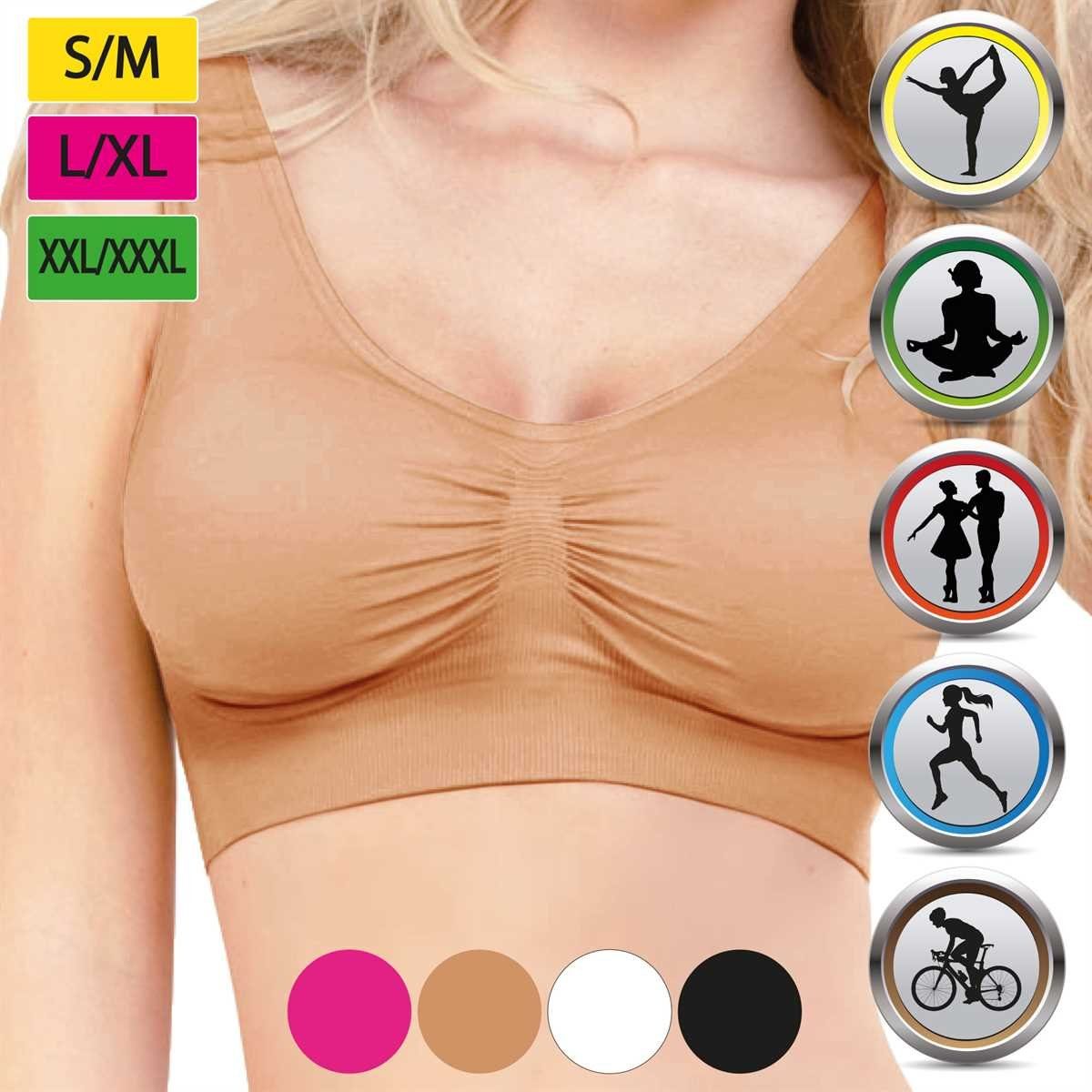 Bralette Sport - Top - Stück) - Nahtloser - (Spar-Set, T-Shirt-BH Wohlfühl Polster" Gepolsterter Damen 3 ohne Bestlivings Basic Pack Bra BH 3-tlg., 3er Pink "mit BH Bügel