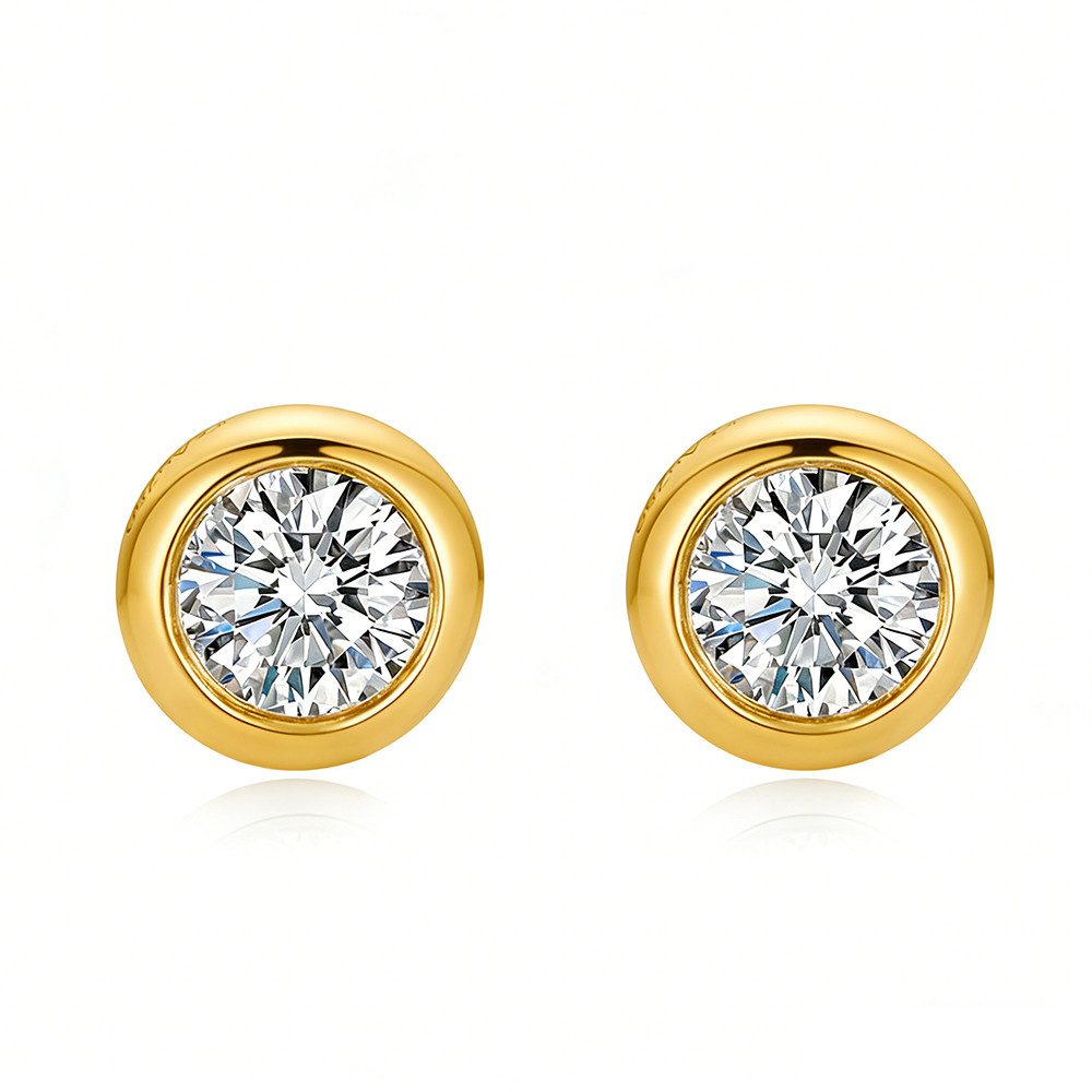 Ohrring-Set Solitär Ohrstecker 0.20 ct Labordiamanten, 18K Zargenfassung IGI