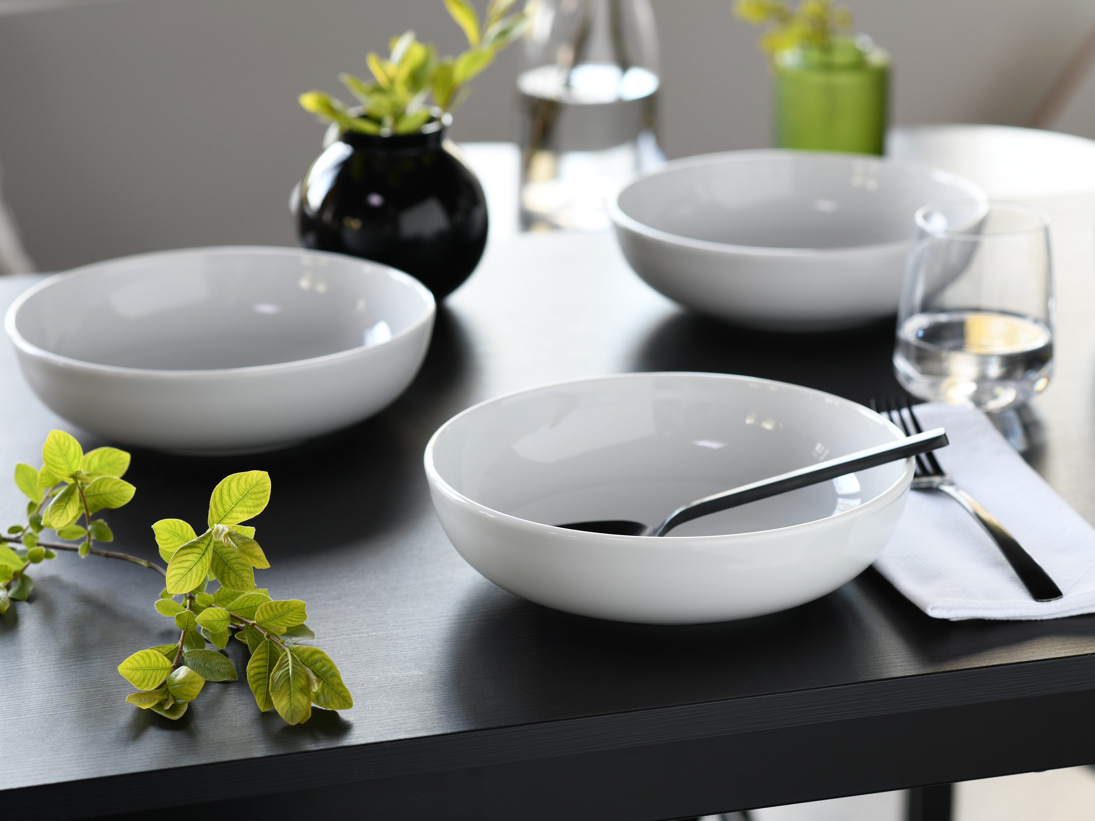 CreaTable Schale Allround Weiss, Poke Bowl 21 cm 4-tlg, Porzellan, (Set, 4-tlg), Daily Use, Zeitlos