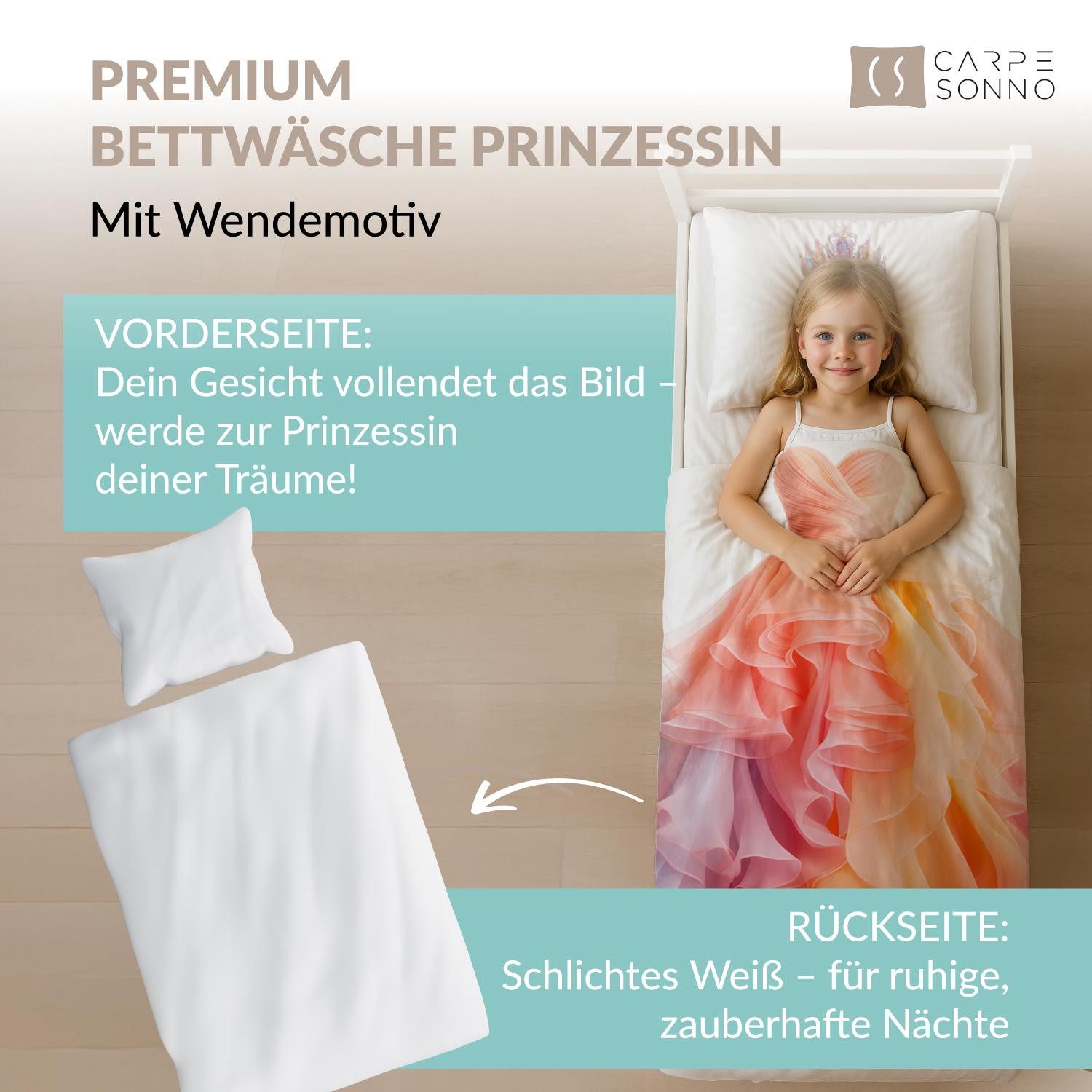 Carpe Sonno Kinderbettwäsche 135x200 Mädchen Baumwolle Prinzessin Bettwäsch günstig online kaufen