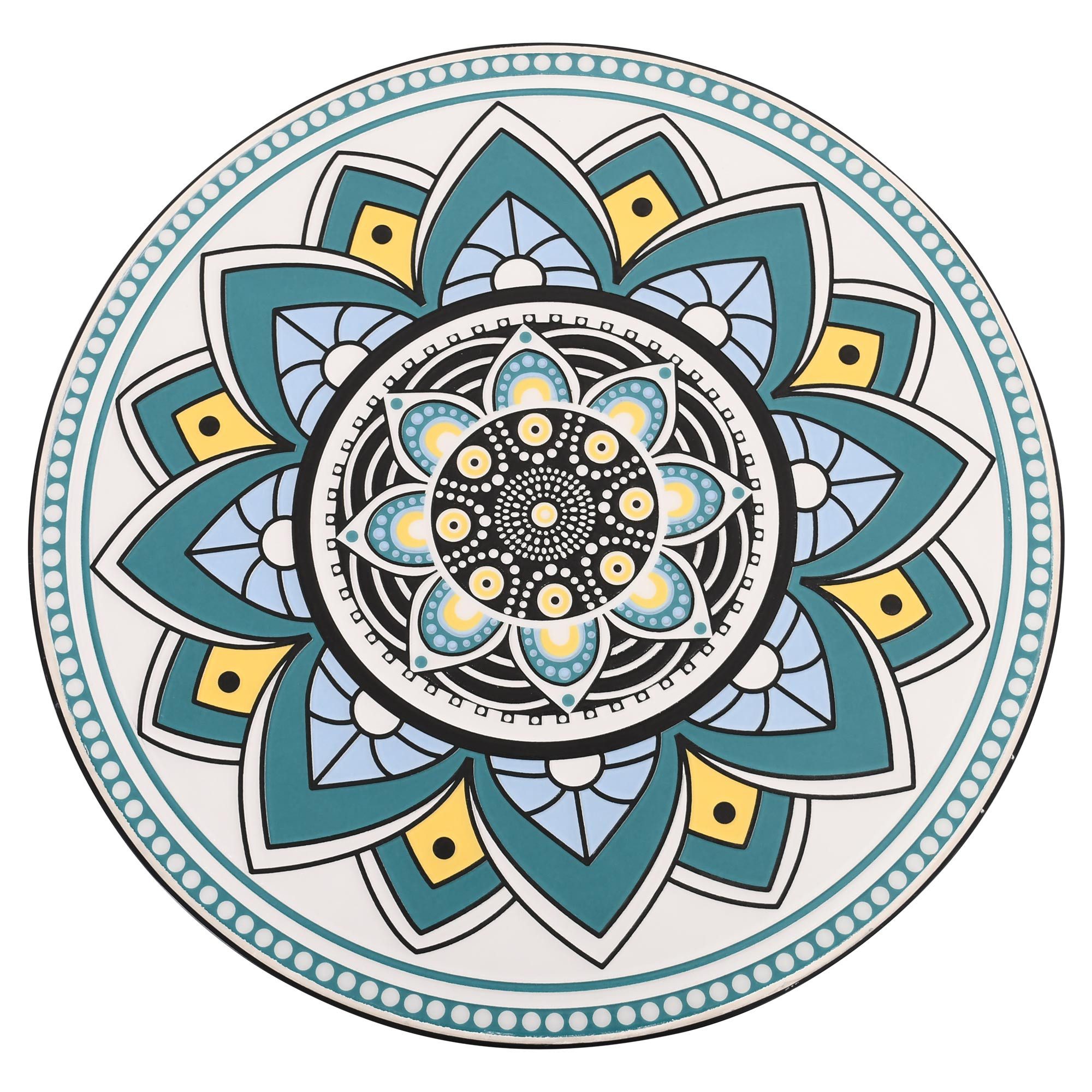 Raburg Gartentisch Mosaiktisch, Balkon- und Terrassentisch, 60 cm Ø, 72 cm hoch, Mayla (rund), liebevolle Handarbeit, Mosaikmuster, schwarzes Metallgestell