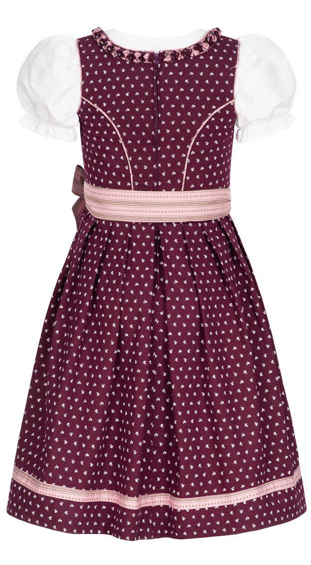 Nübler Dirndl Kinderdirndl 3-teilig Nabilia in Weinrot von Nübler 3 teiliges Set aus Dirndl, Bluse und Schürze, Kinder Tracht