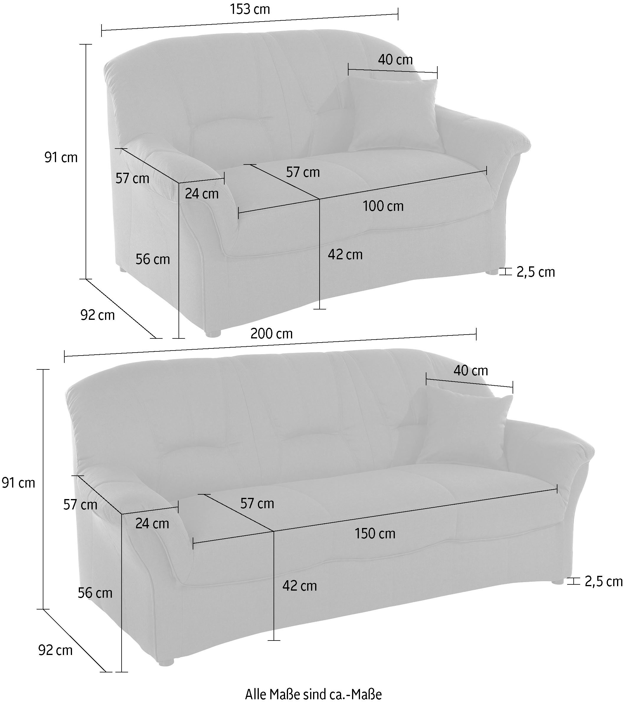 DOMO collection Polstergarnitur Bahia belastbar bis 140kg/ Sitz, mit Federkern, (Set), Microfaser MELROSE®, mocca – Bild 4 von 5