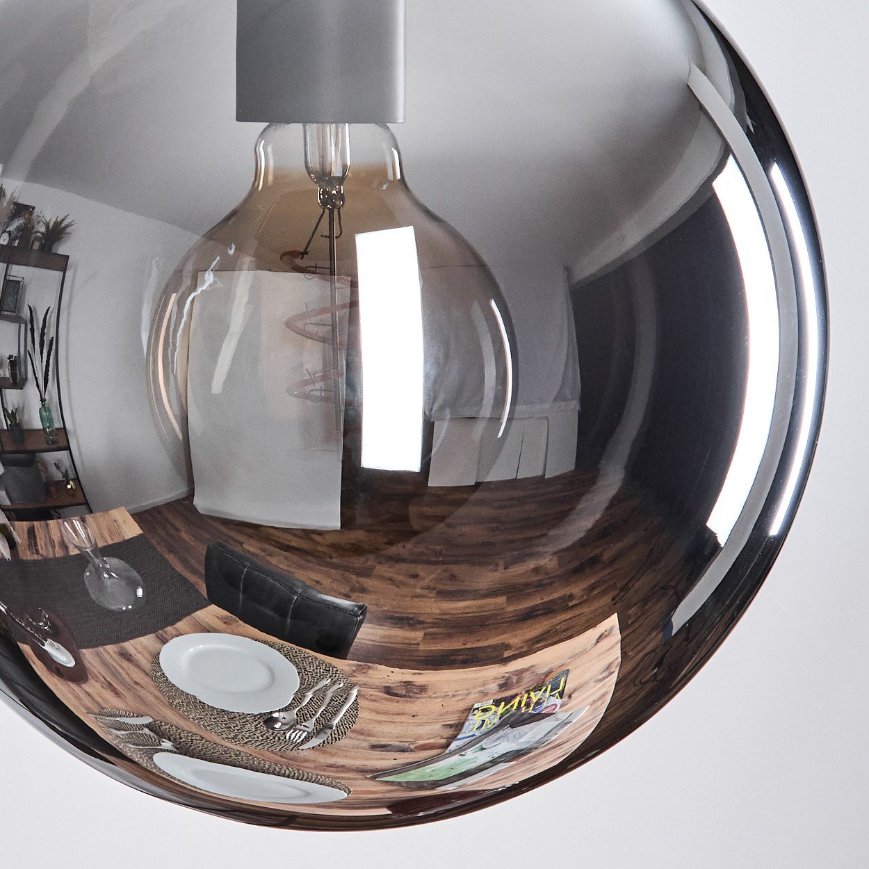 hofstein Hängeleuchte Rerto Hängelampe aus Metall/Glas in Schwarz/Rauchfarben für Esszimmer, ohne Leuchtmittel