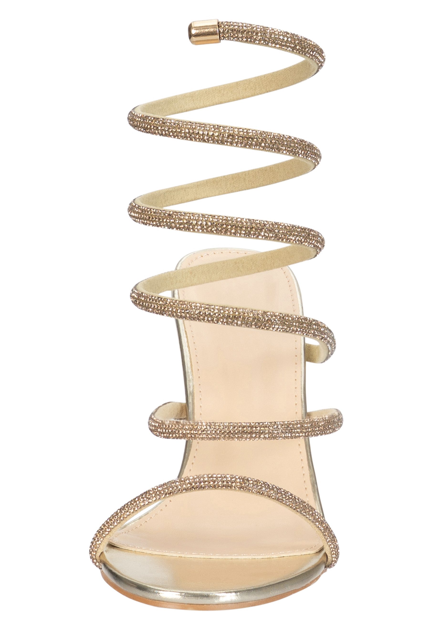 Day Vine Damen Strass High-Heels mit Spiralriemen und hohem Absatz Sandalette