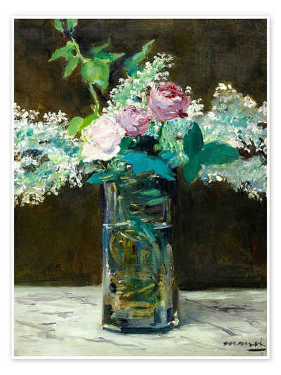 Posterlounge Poster Édouard Manet, Vase mit weißem und rosafarbenem Flieder, Malerei
