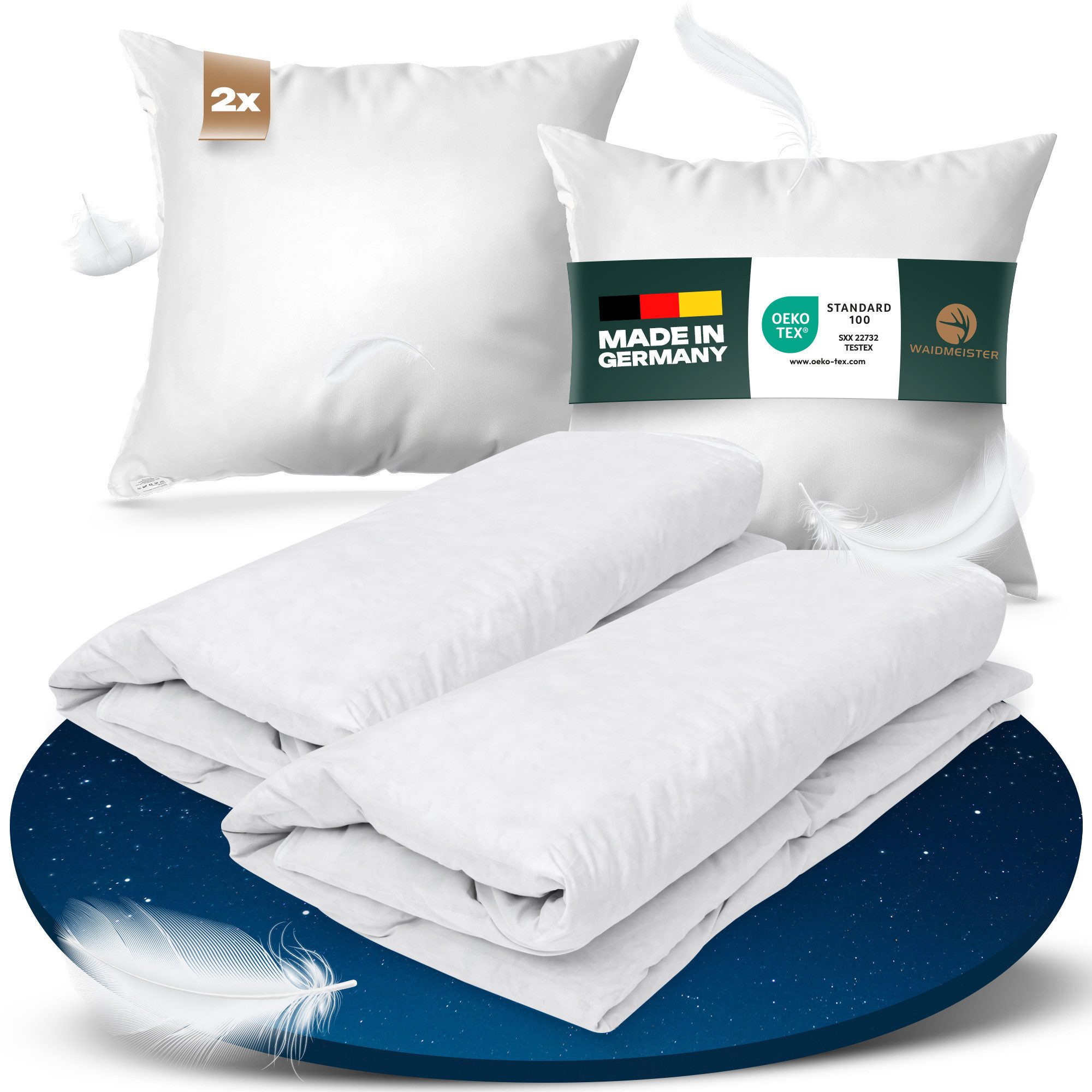 DILUMA Federbettdecke + Federkissen Federbettdeckenset 4-teilig Bettenset m günstig online kaufen