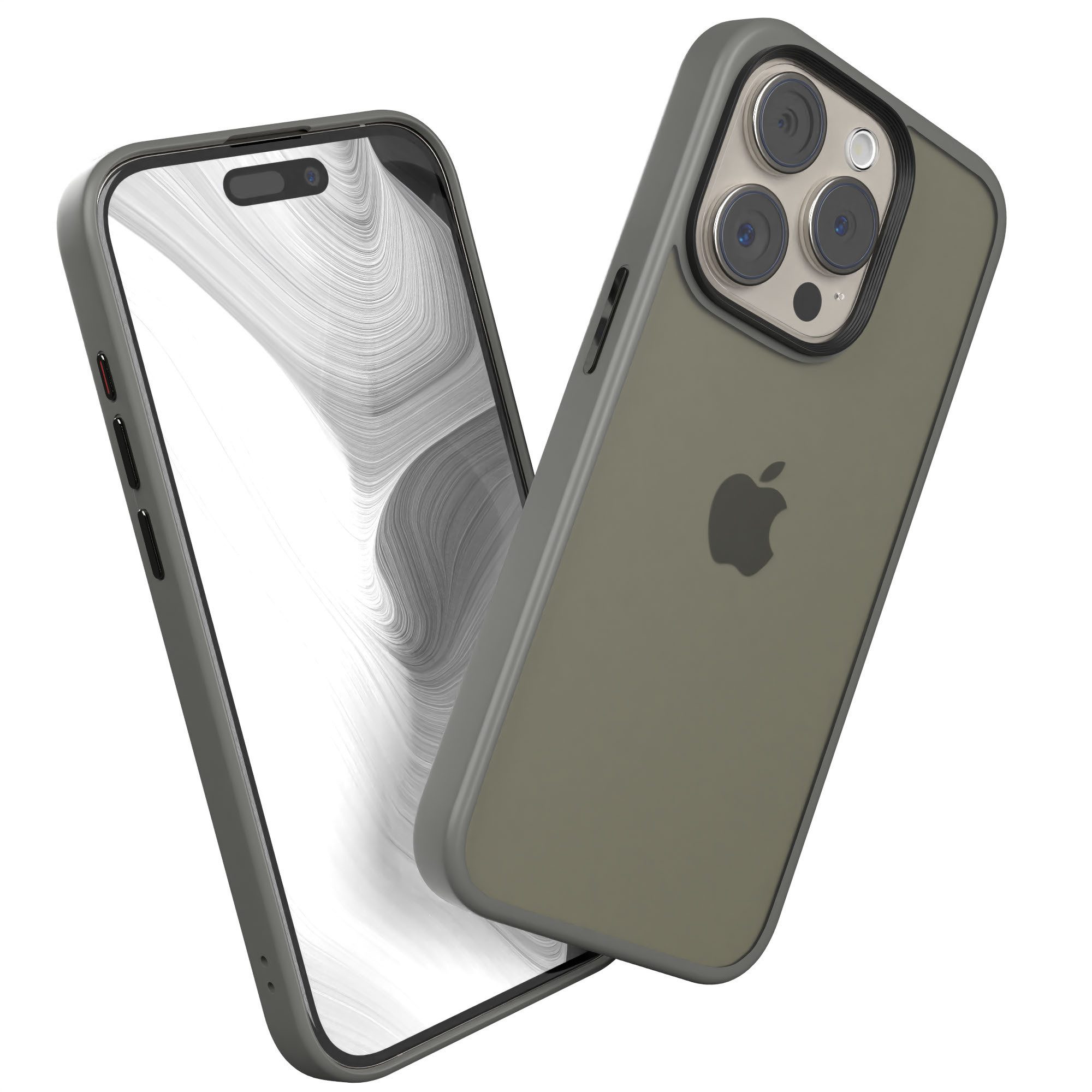 EAZY CASE Handyhülle Outdoor Case für Apple iPhone 15 Pro 6,1 Zoll, Hybrid Case mit Aufprallschutz Transparent kratzfest Back Cover Grau