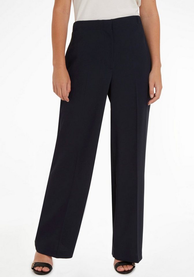 Tommy Hilfiger Bügelfaltenhose WIDE LEG FLUID TWILL CROPPED in cropped Form