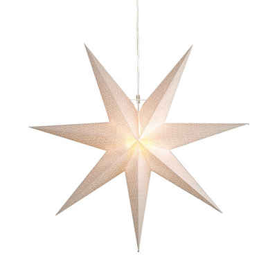 STAR TRADING LED Stern Papierstern Leuchtstern Faltstern 7zackig hängend 100cm Kabel creme