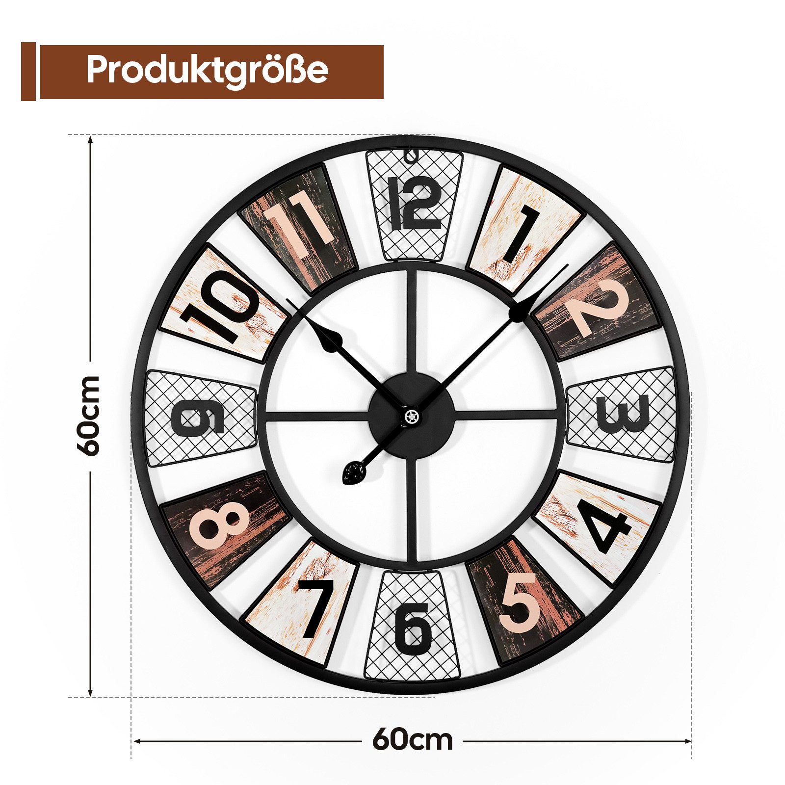 Yorbay Wanduhr Große Wanduhr 60cm Wohnzimmer Modern Wanduhr Rund Metall (Uh günstig online kaufen