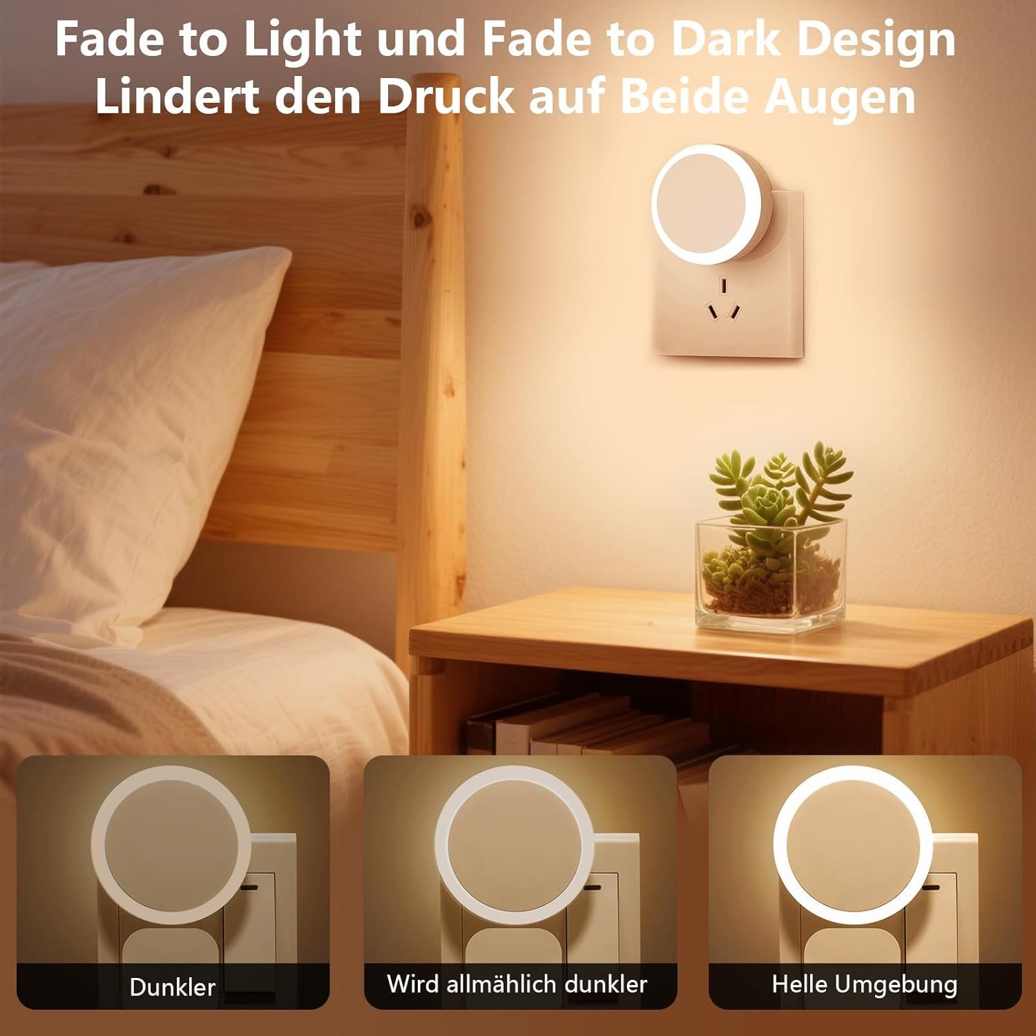 ibettertec LED Nachttischlampe LED Nachtlicht Nachttischlampe Touch-Lampe,USB,Dimmbar, LED fest integriert, stufenlos dimmbar, Soft-Light-Touch-Steuerung,Nachtlicht für Kinder,3 Helligkeitsstufen