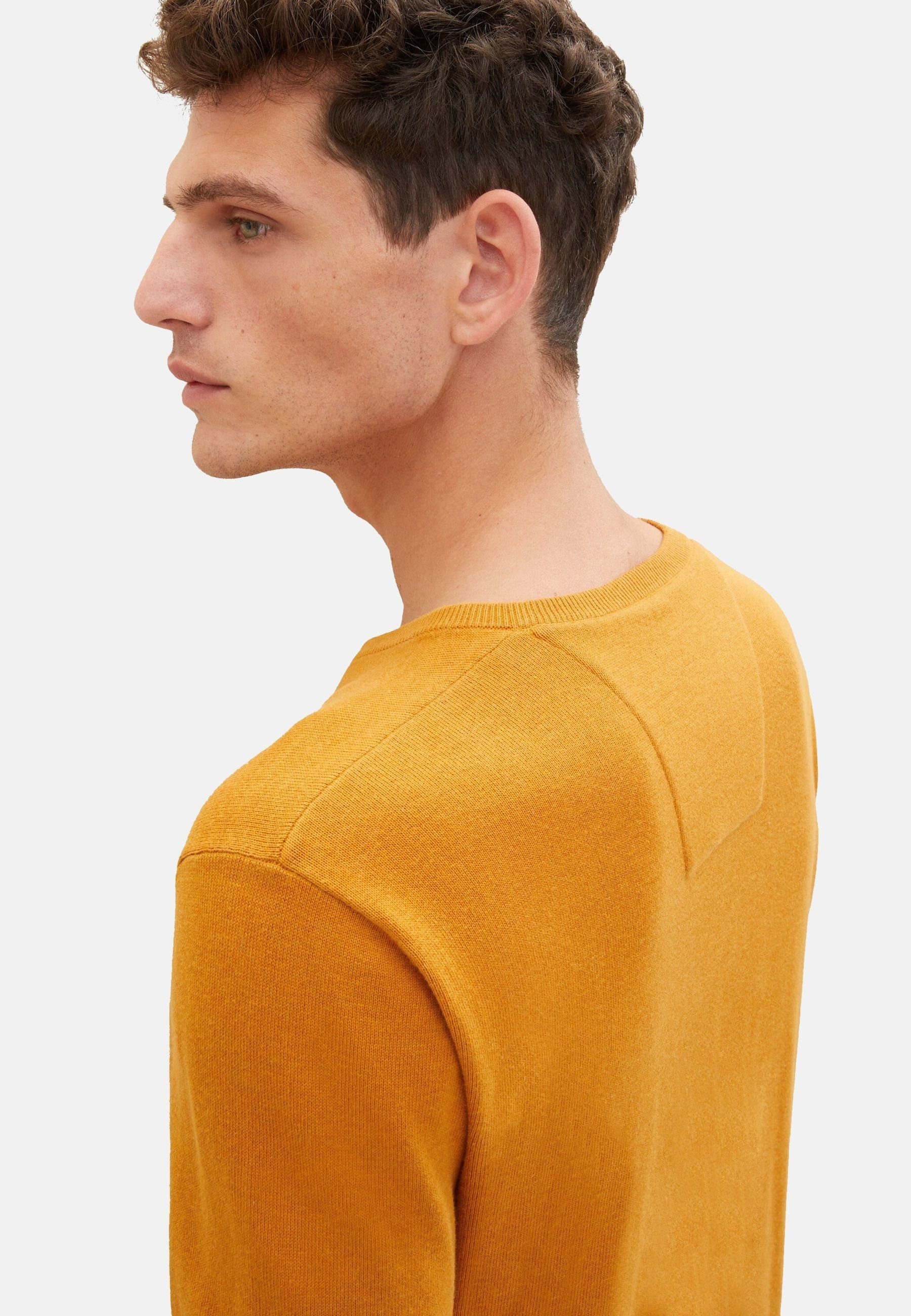 meliert Pullover Sweatshirt TOM Sweatshirt mit (1-tlg) TAILOR orange Rippbündchen