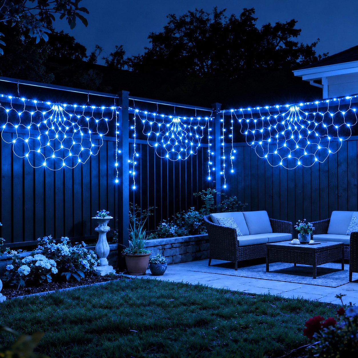 Lapalife Lichterkette LED Lichternetz mit 8 Modi, 3.5M, mit Speicherfunktion 24V, für Büsche, Garten, Balkon und Zimmer, Outdoor und Innen