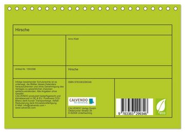 CALVENDO Wandkalender Hirsche (Tischkalender 2024 DIN A5 quer), CALVENDO Monatskalender