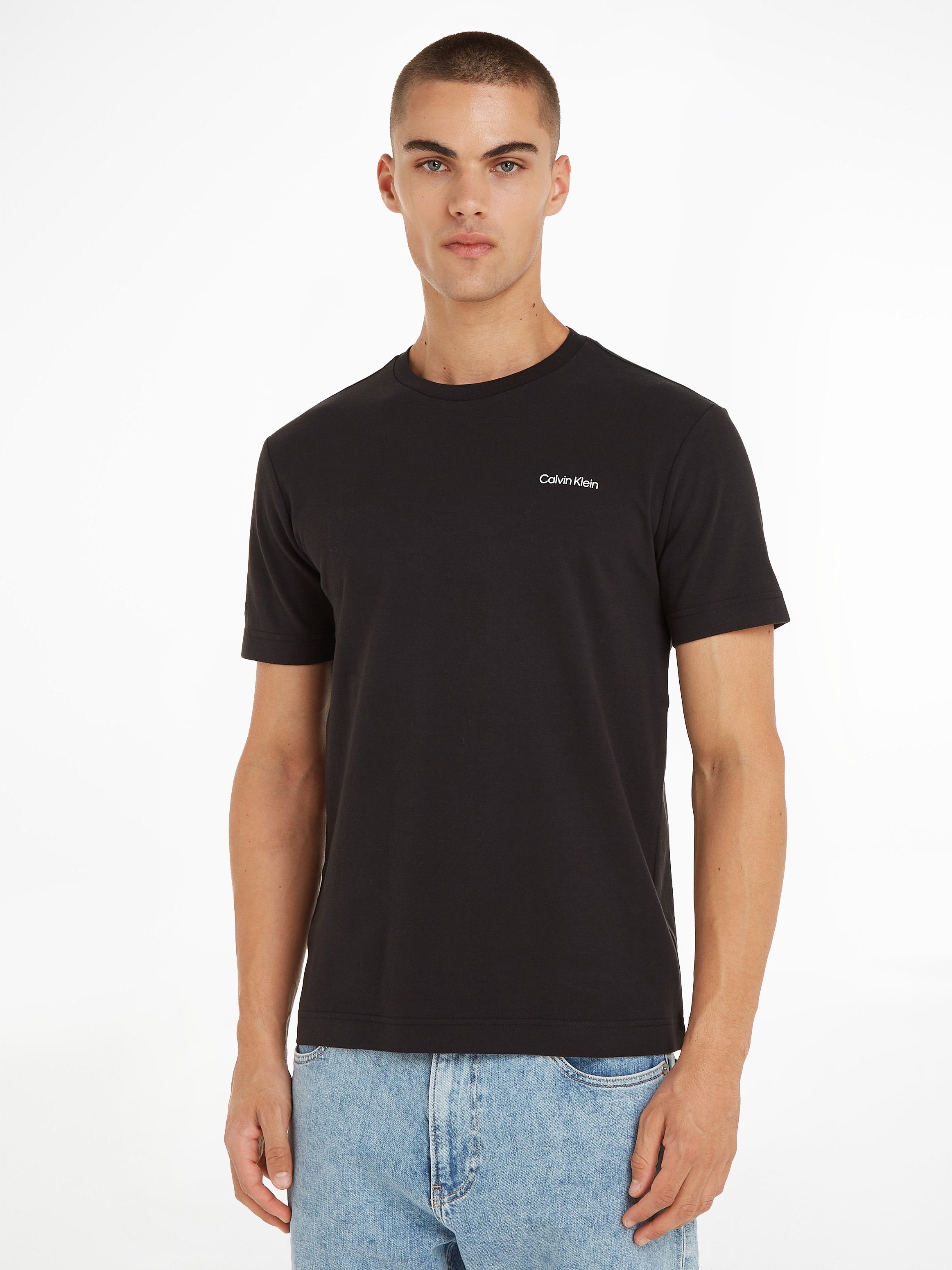 Calvin Klein T-Shirt Micro Logo aus dickem Winterjersey schwarz