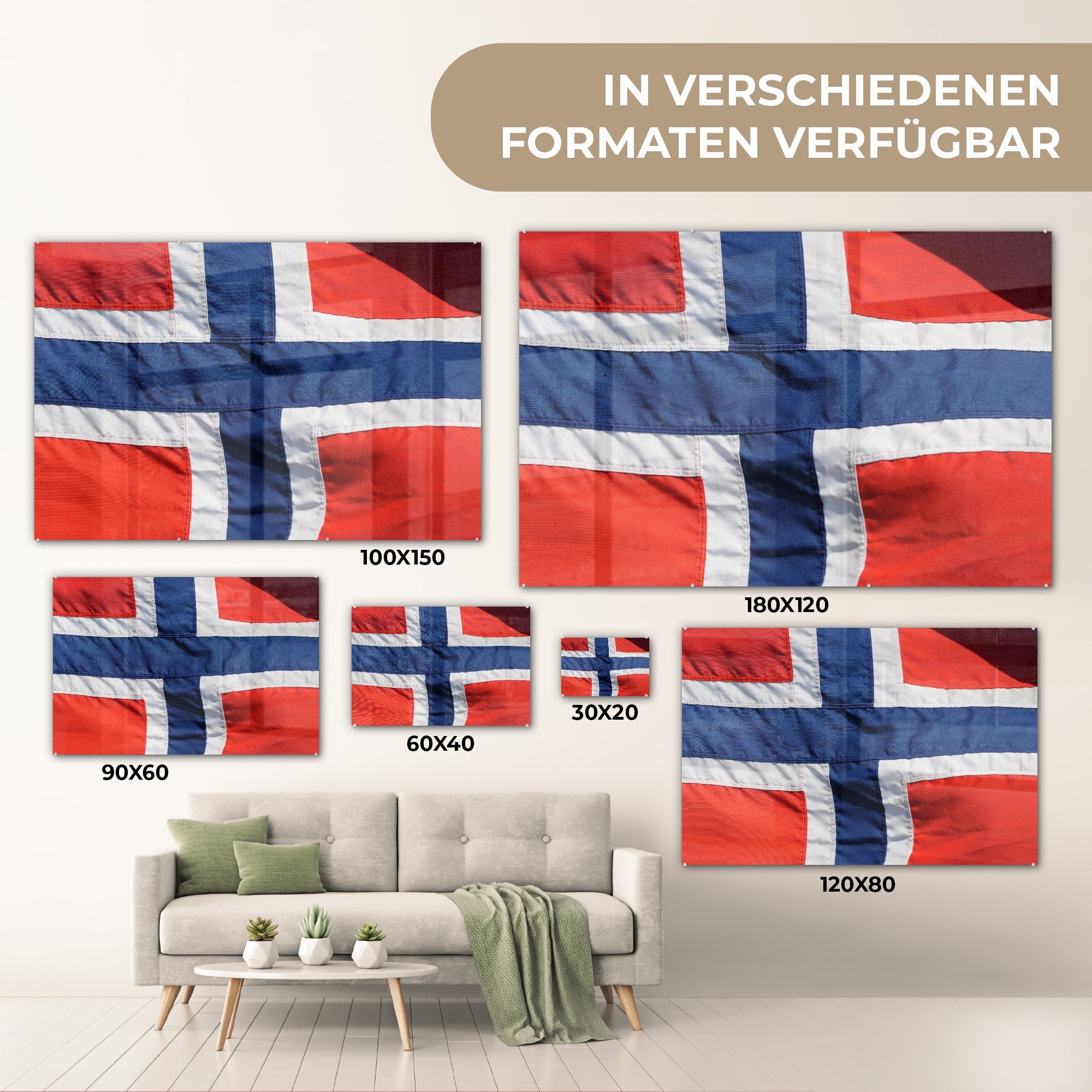 Schlafzimmer norwegische Die Acrylglasbild St), (1 Acrylglasbilder Flagge, & MuchoWow Wohnzimmer