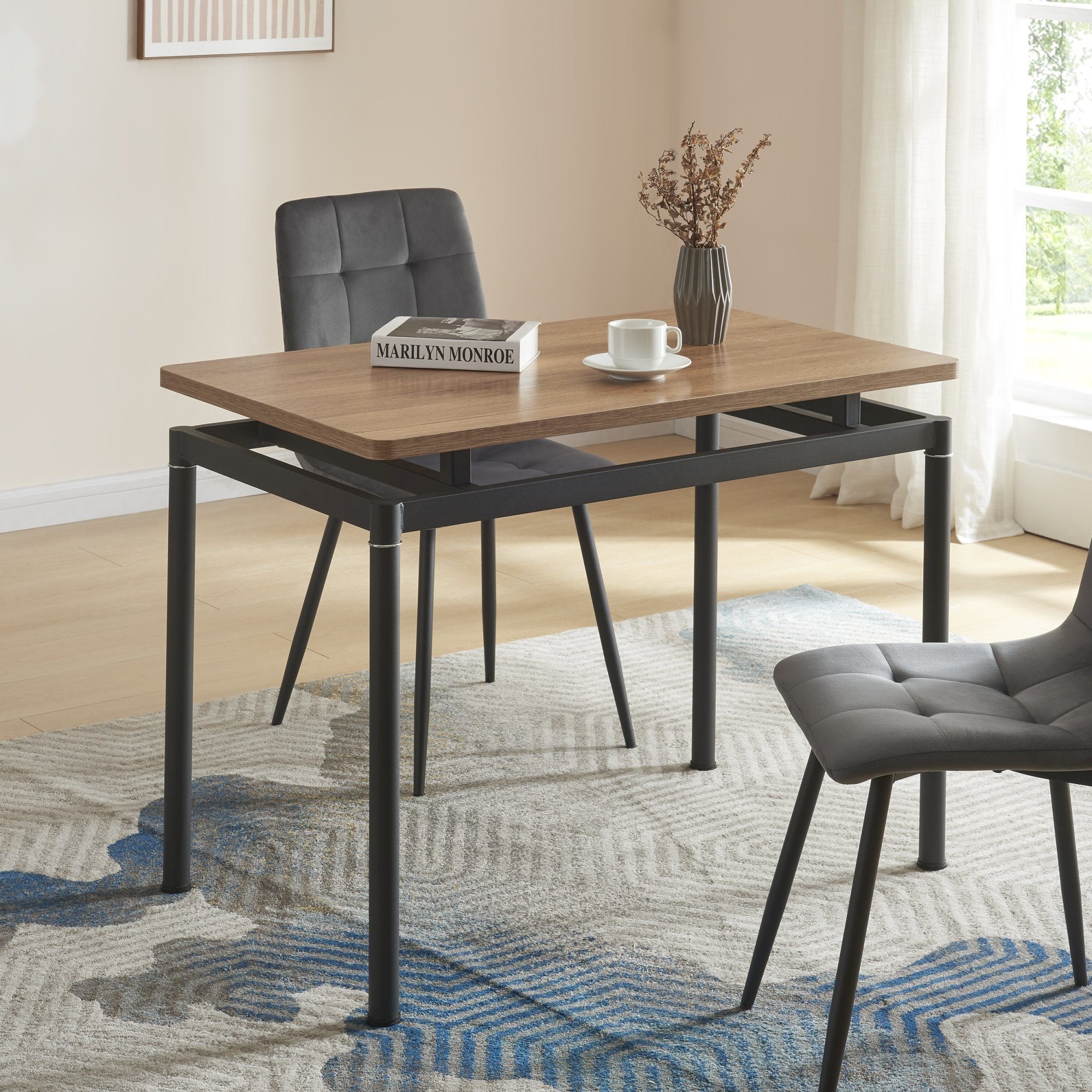 en.casa Esstisch, »Hemnes« für 4 Personen Stahlbeine 100 x 60 cm Stahlbeine günstig online kaufen