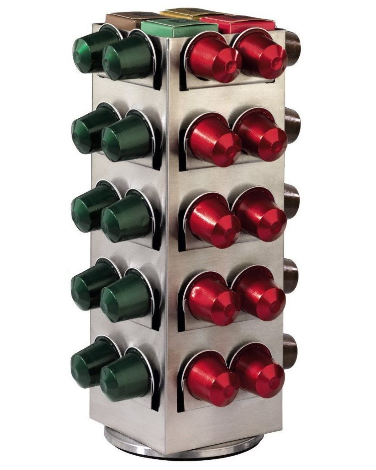 Xavax Kapselhalter Kapsel-Ständer Halter Halterung Kapsel-Spender, Drehständer Kapselhalter Terrazzo für 80x Nespresso Kapseln Caps