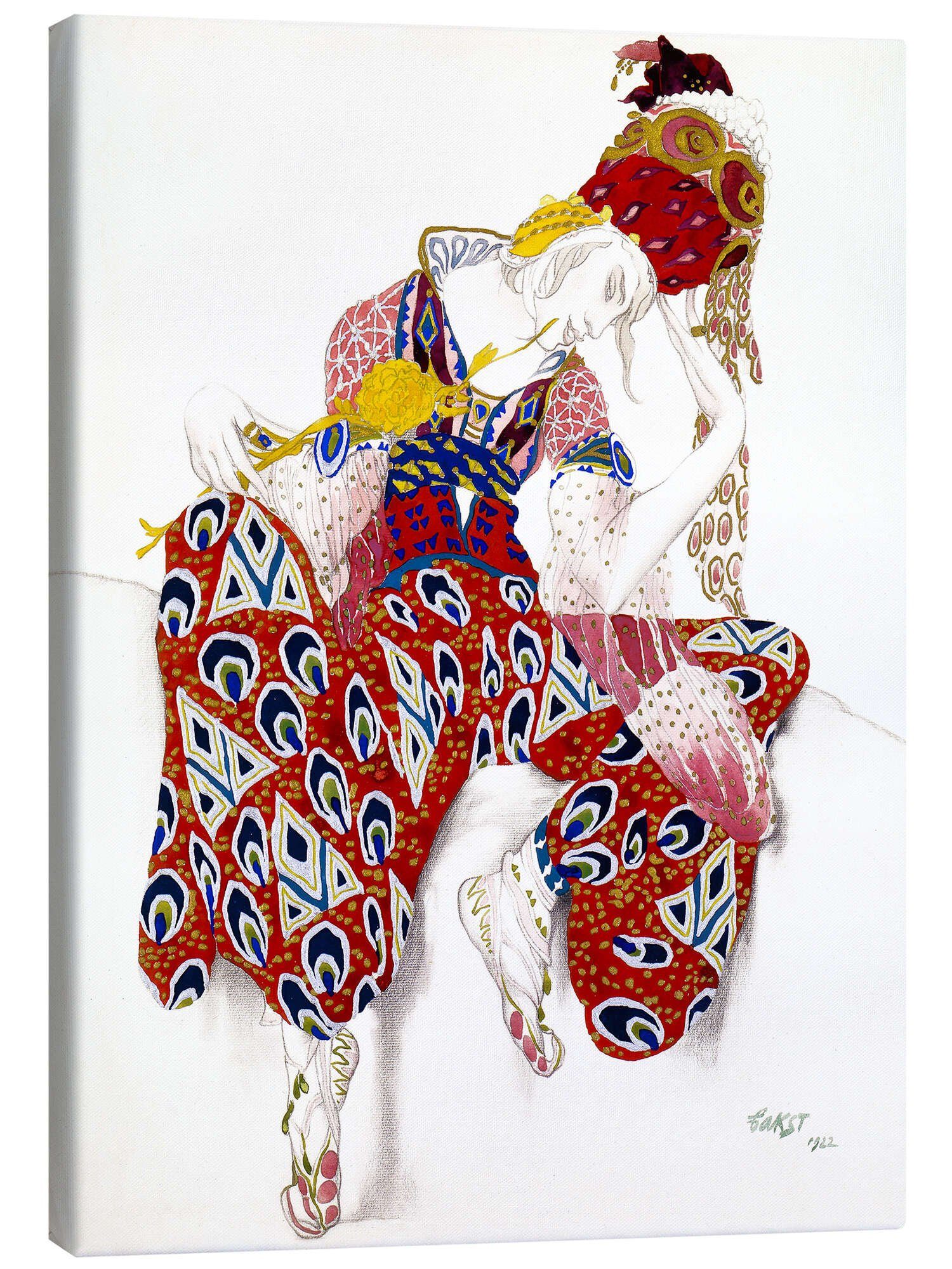 Posterlounge Leinwandbild Leon Nikolajewitsch Bakst, Kostüm für Nijinsky, Ballett LA PERI, Orientalisches Flair Malerei