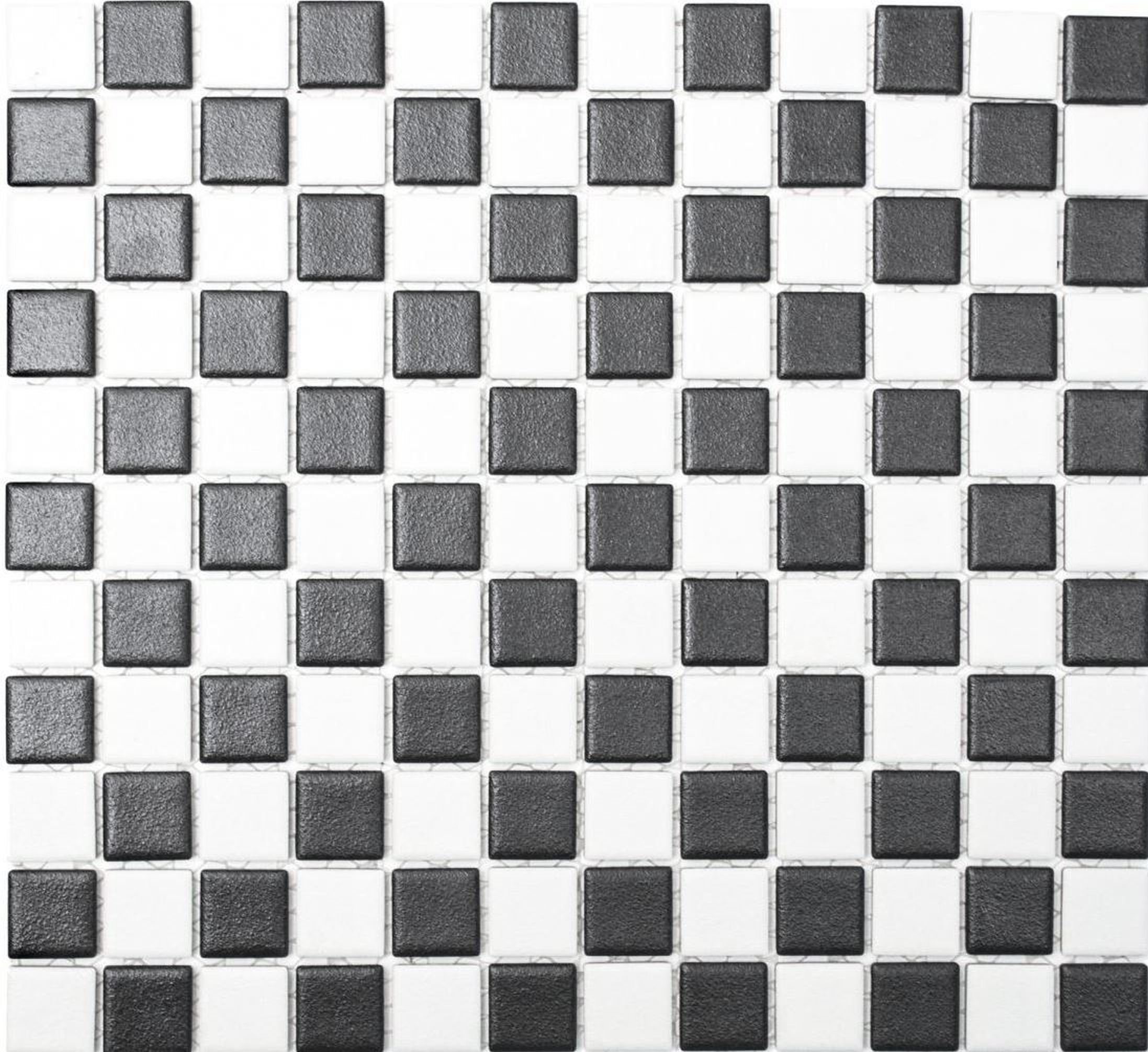 Mosani Mosaikfliesen Keramik Mosaik RUTSCHSICHER schwarz weiß matt unglasiert BODENFLIESE