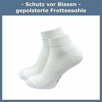 GAWILO Kurzsocken für Herren in schwarz & weiß - Quartersocken für Sport & Alltag (4 Paar) Kein Rutschen dank Fußgewölbeunterstützung - gepolsterte Frotteesohle