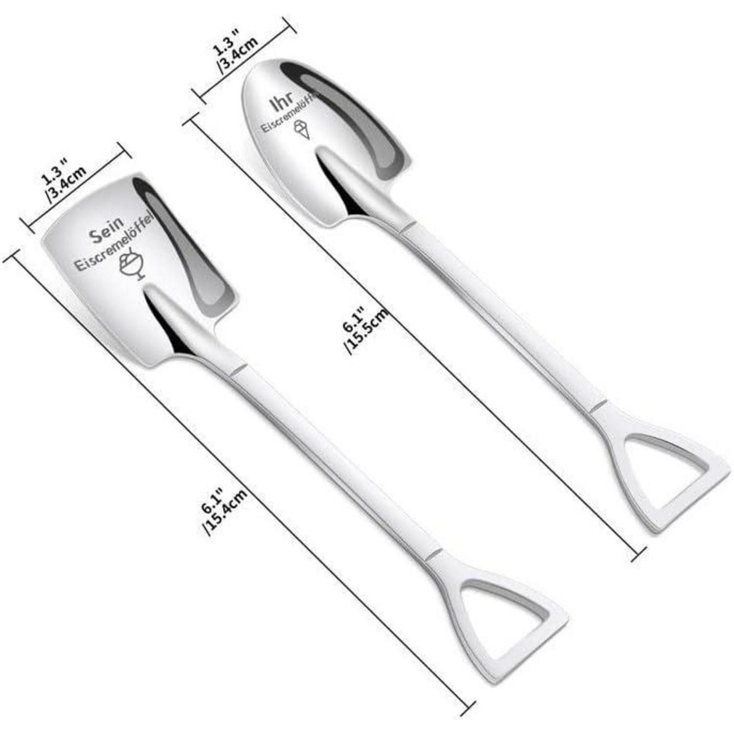 LuxusKollektion Eislöffel Eislöffel 2er Set mit Gravur Geschenkbox Hochzeitsgeschenk Brautpaar