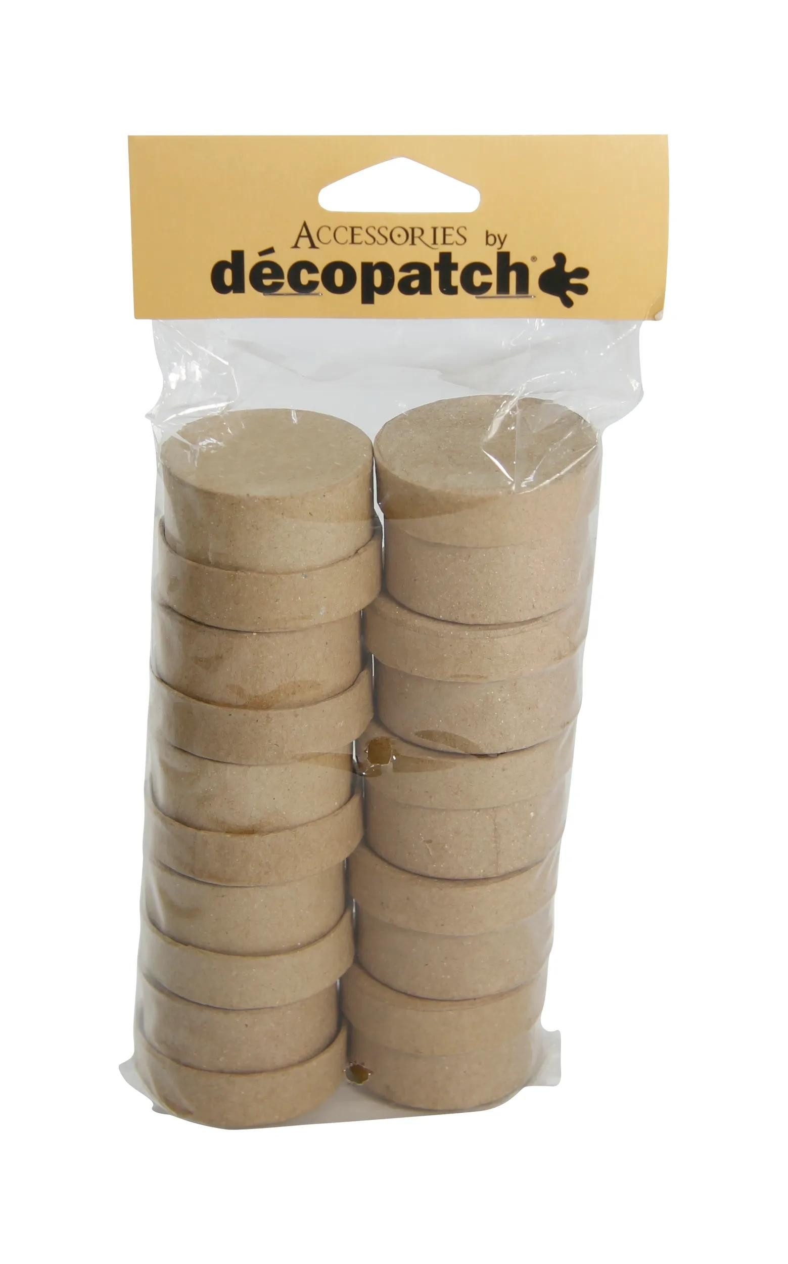 décopatch Papierdekoration 3x Pappmaché, Set 10 kleinen runden Schachteln Kartonbraun EV009O, DECO-Supports