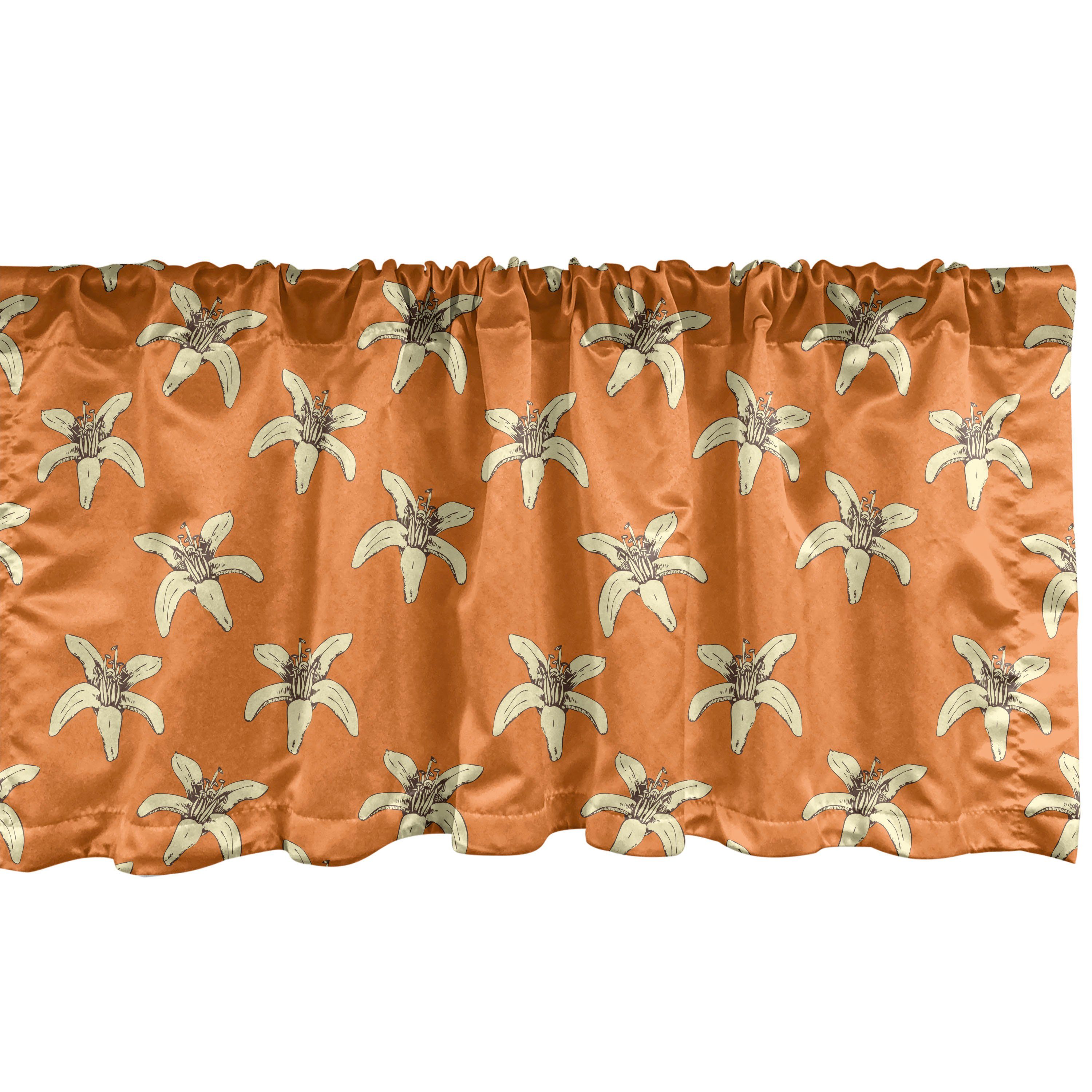 Scheibengardine Vorhang Volant für Küche Schlafzimmer Dekor mit Stangentasche, Abakuhaus, Microfaser, Blumen Blühende Lily Blüten Kunst