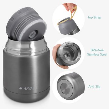 Navaris Thermobehälter 450ml Edelstahl Warmhaltebox für Essen Suppe Speisen Babybrei - Thermo, Edelstahl, (1-tlg)