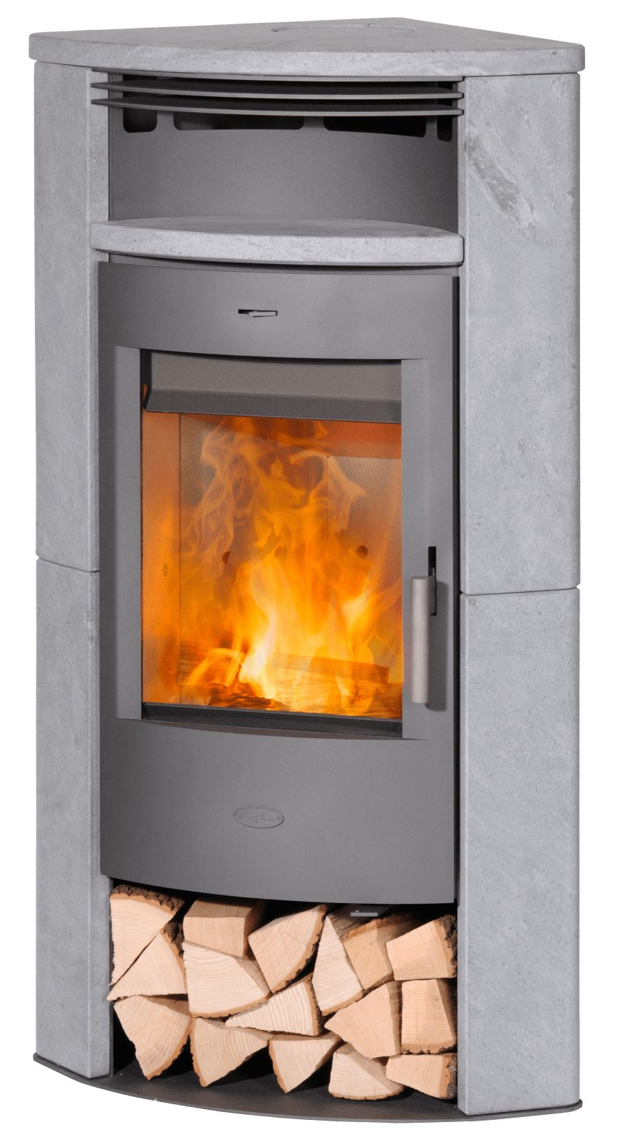Fireplace Kaminofen Fireplace Malta Speckstein Eckkaminofen Stahl Schwarz R3500, 6 kW