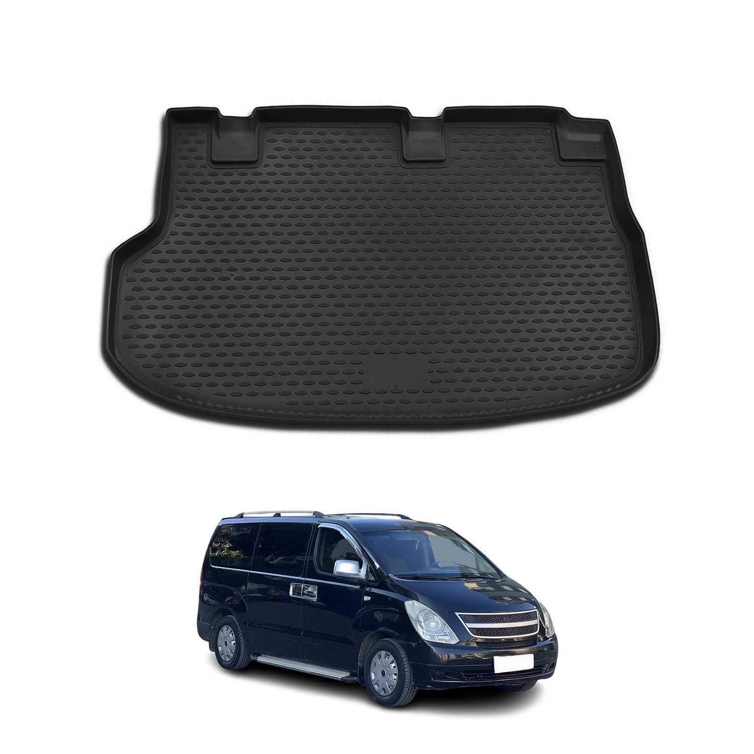 OMAC Kofferraummatte Kofferraumwanne für Hyundai H-1 2008-2025 Gummi TPE Schwarz (1 St), für Hyundai H-1 2008-2025 Hyundai H-1 2008-2025, Einfache Installation,Antirutsch,Leicht zu reinigen,Leichtgewicht