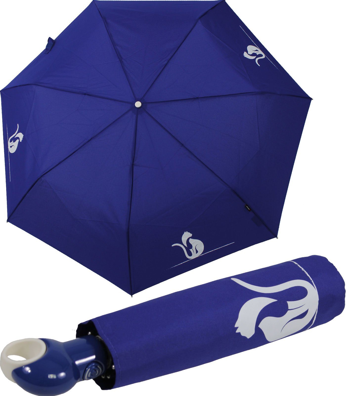 Knirps® Taschenregenschirm Mini-Schirm Floyd Duomatic mit Auf-Zu-Automatik, komfortabel und leicht elegant-cat | Taschenschirme