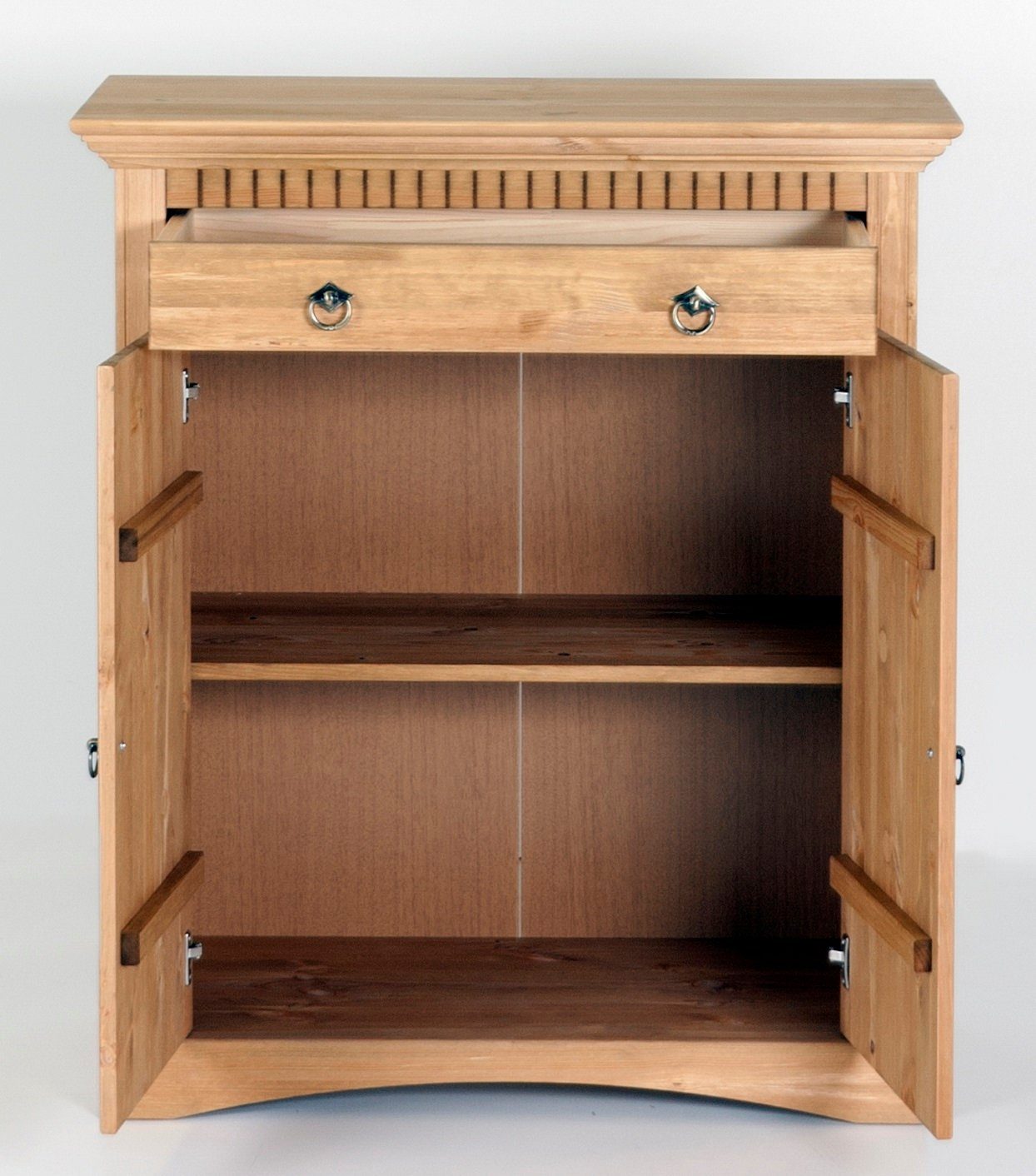 Clever-Moebel Kommode 2 trg Kommode aus Kiefernholz Schrank Sideboard, Breiet: 84cm, Tiefe: 39cm, Höhe: 97cm