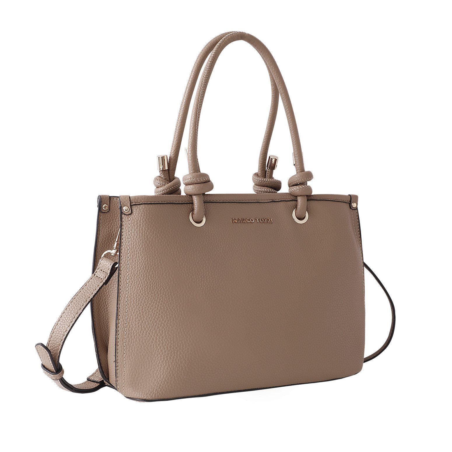 MARCO TOZZI Henkeltasche, Damen Umhängetasche, Schultertasche mit wertigm Logoschriftzug