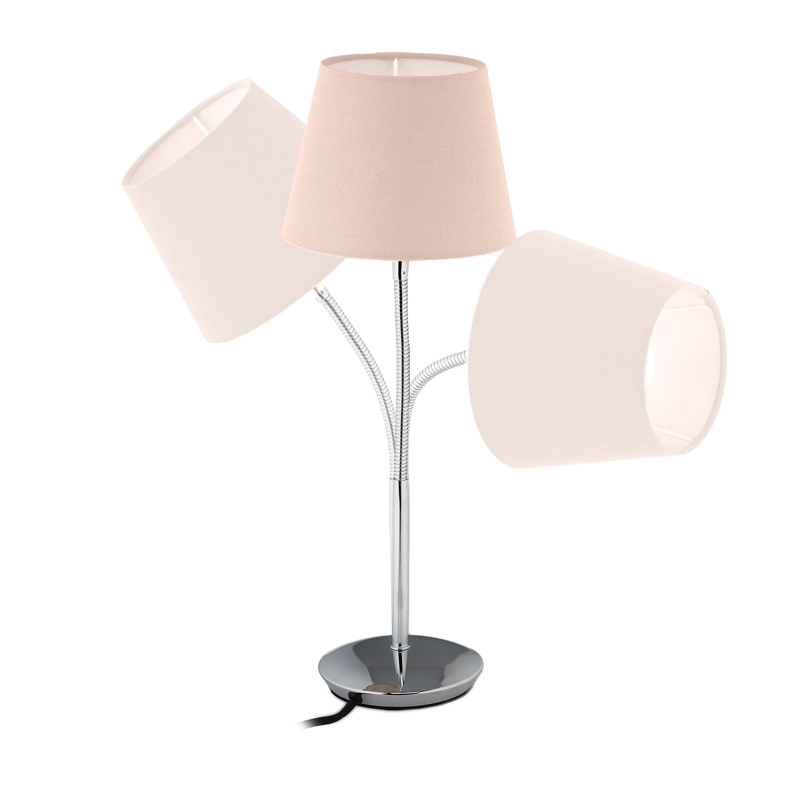 Rosa Flexible mit relaxdays Pink Stoffschirm, Tischlampe Tischleuchte Silber