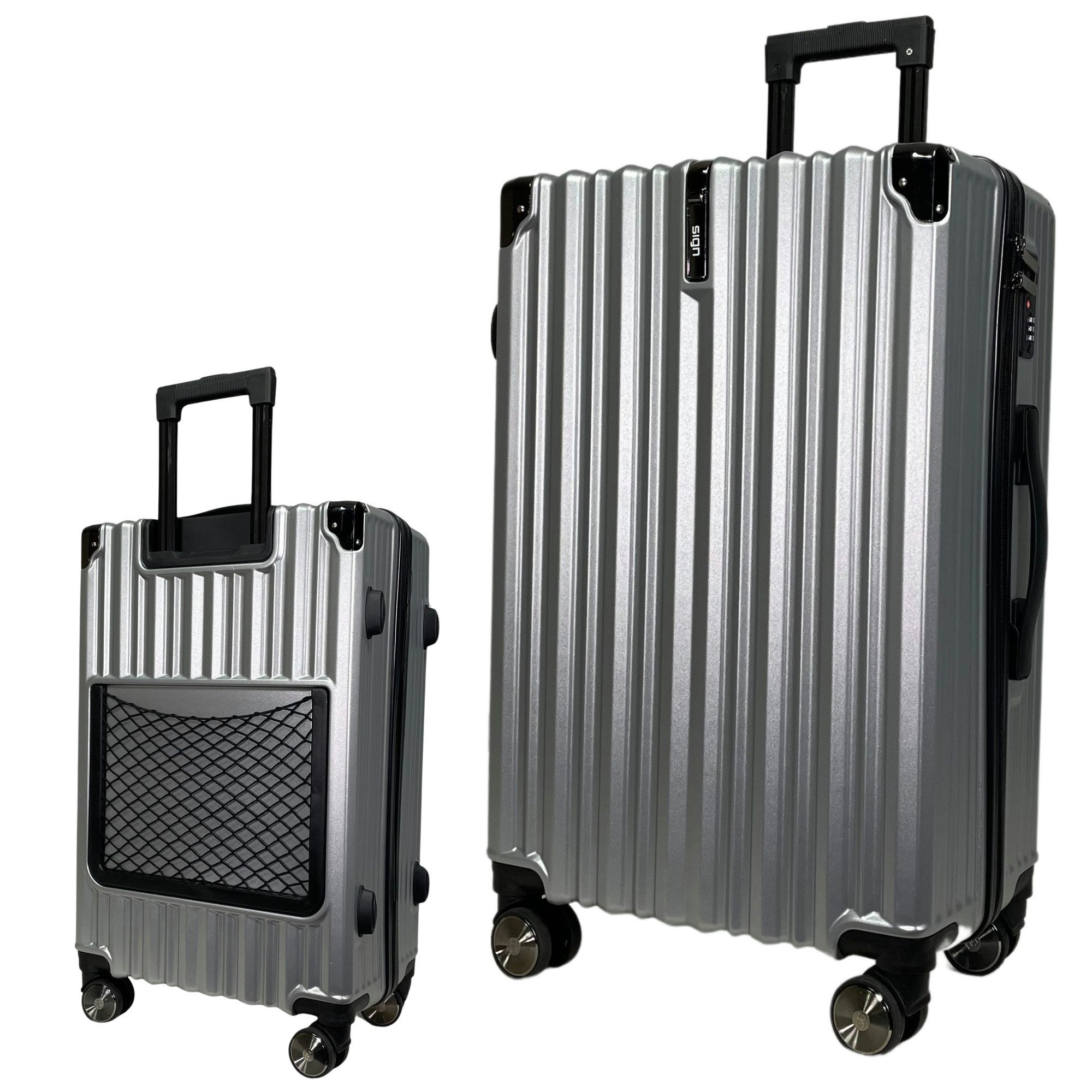 SIGN German Design Trolley Reisekoffer Hartschalen-Koffer, 360° Zwillingsrollen M/L/XL, Netztasche auf der Rückseite