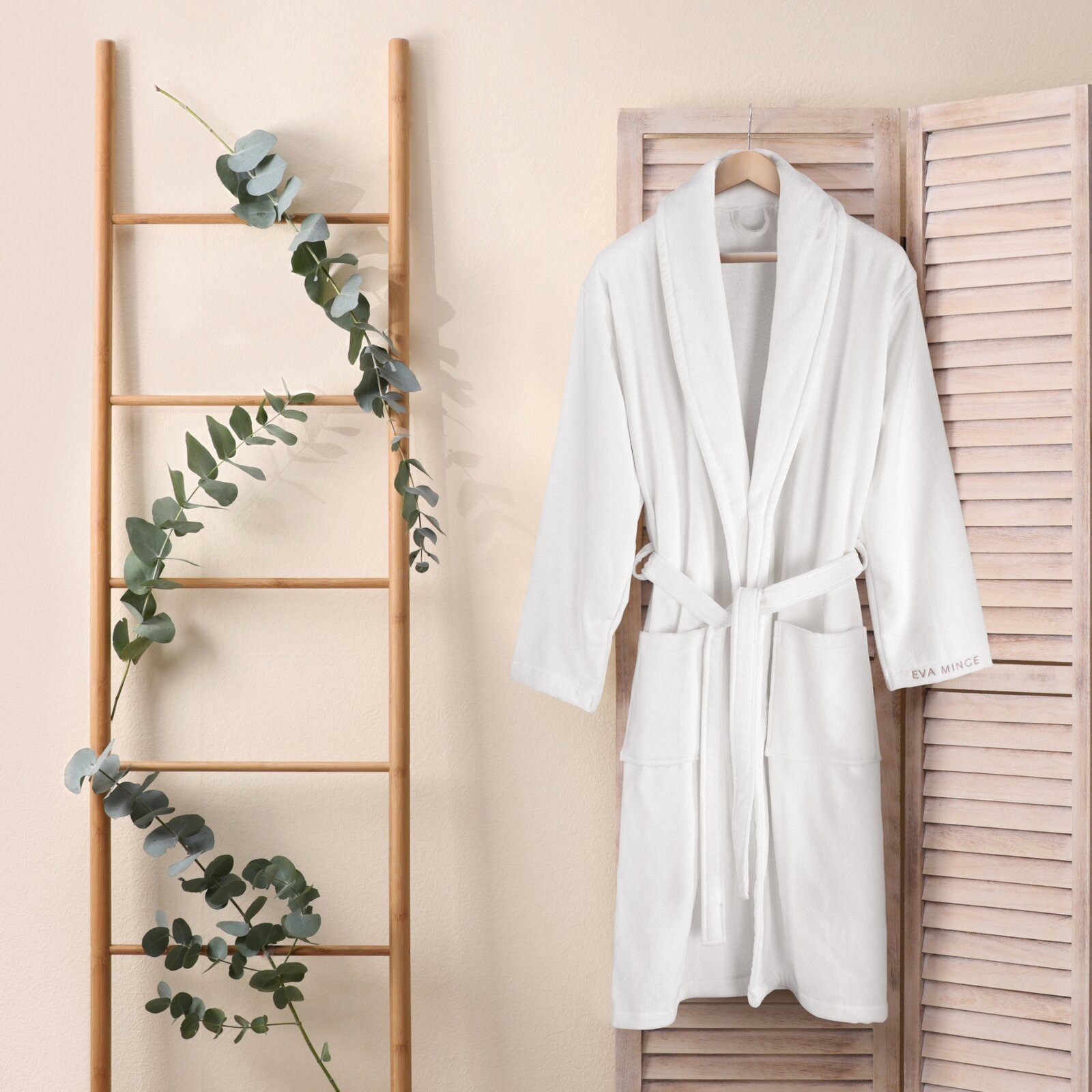 Eurofirany Morgenmantel Bademantel Weiß Schwarz Morgenmantel Schlafrock Baumwolle