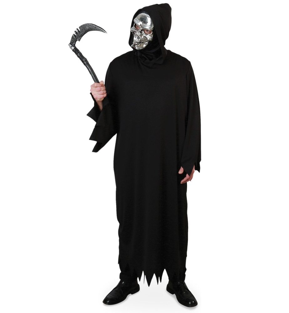 Fries Zombie-Kostüm Horror Kutte mit Kapuze Spooky Schwarz Halloween Karneval Fasching