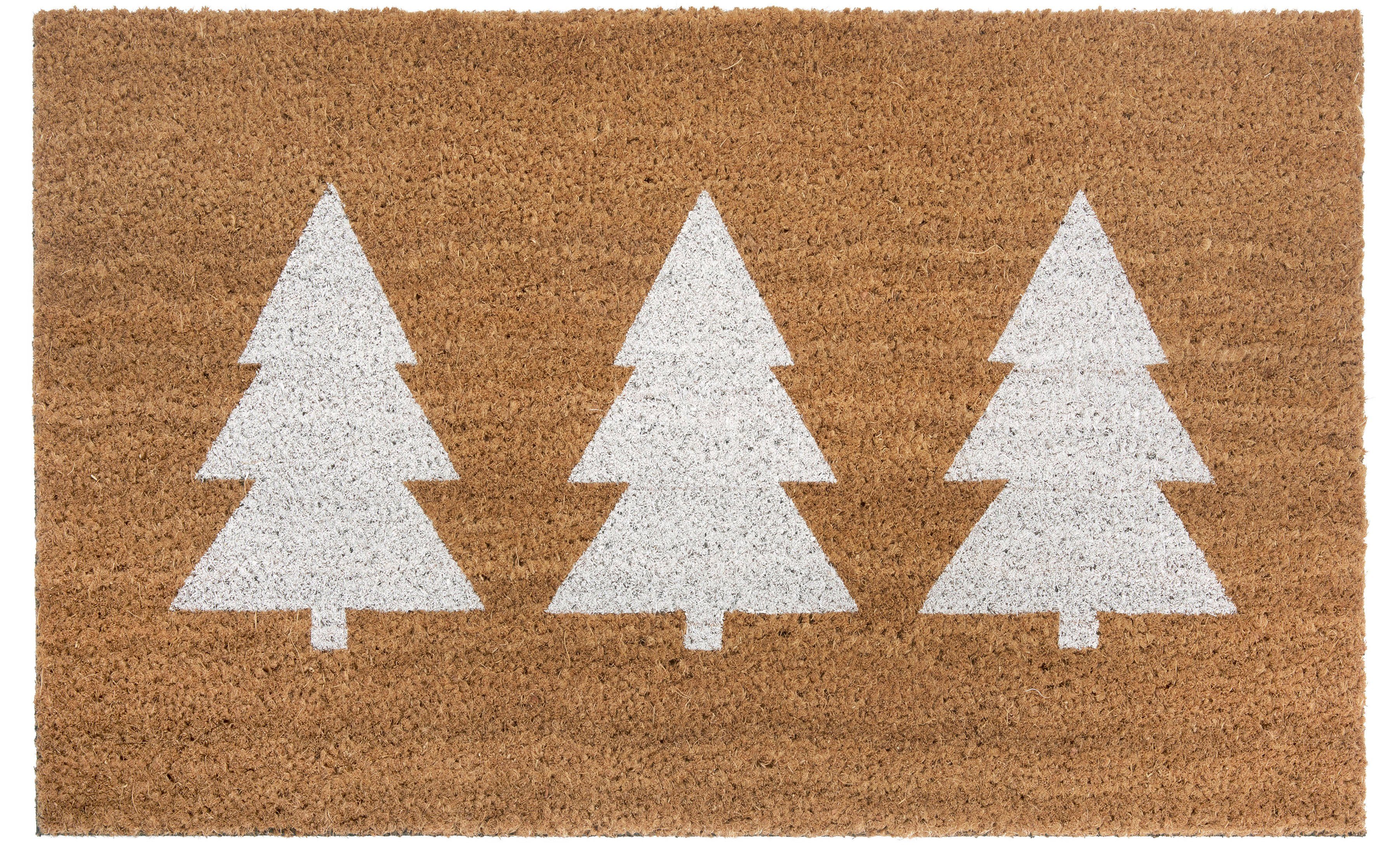 Fußmatte Mix Mats Kokos Pine Trees, HANSE Home, rechteckig, Höhe: 15 mm, Weihnachten, Schmutzfangmatte, Outdoor, Rutschfest, Innen, Kokosmatte